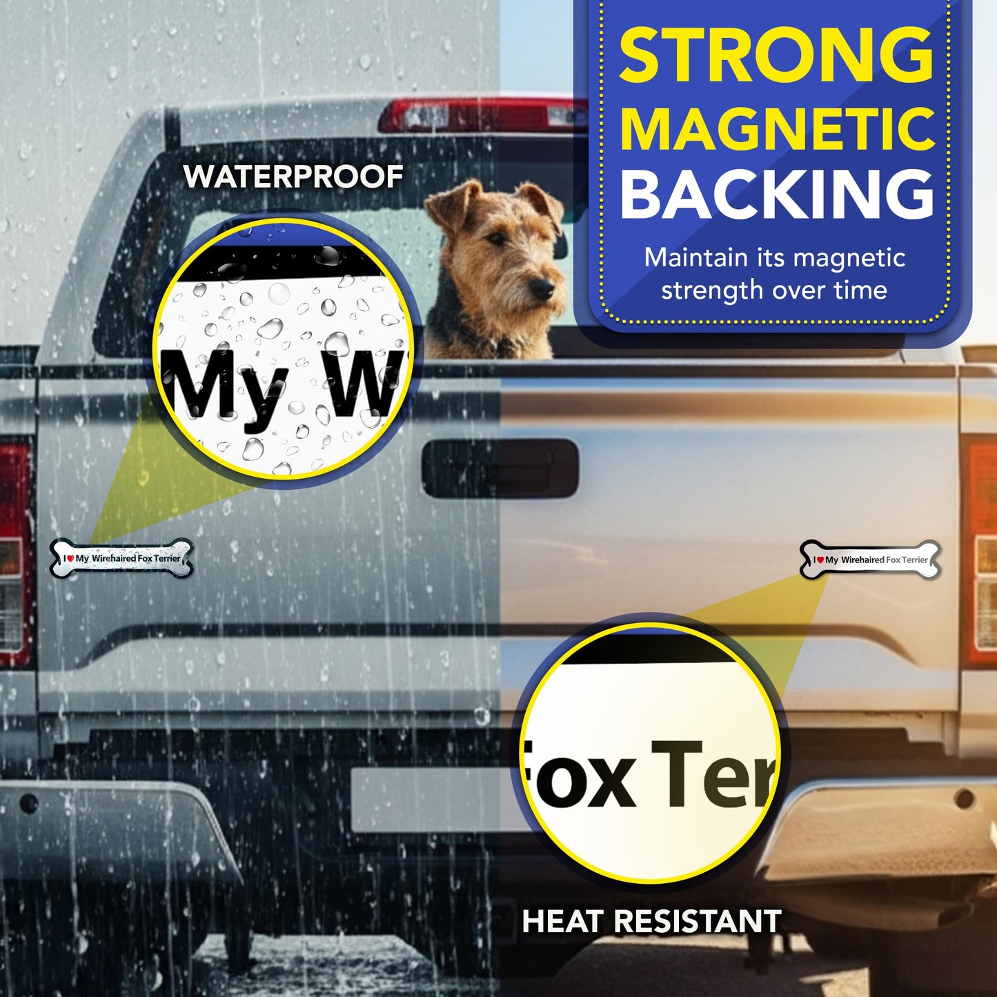 Magnet Me Up I Love My Wirehaired Fox Terrier Dog Bone 2x7 Inches Car Magnet - Accessory Gift for Dog Owners, Magnetic Decal for Cars, Trucks & SUVs, Waterproof UV Printed Vinyl, Crafted in USA