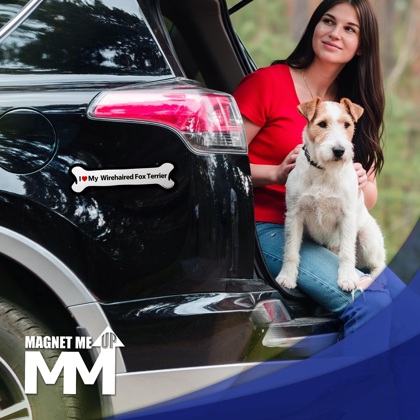 Magnet Me Up I Love My Wirehaired Fox Terrier Dog Bone 2x7 Inches Car Magnet - Accessory Gift for Dog Owners, Magnetic Decal for Cars, Trucks & SUVs, Waterproof UV Printed Vinyl, Crafted in USA