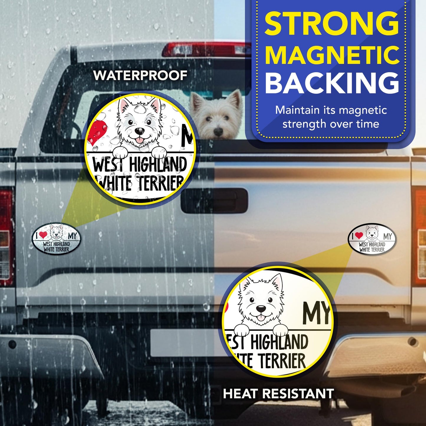 Magnet Me Up I Love My West Highland White Terrier Car Magnet 4" x 6" Oval - Magnetic Decal for Cars, Trucks and SUVs, Ideal Gift for Dog Lover, UV Printed Weatherproof Vinyl, Crafted in USA