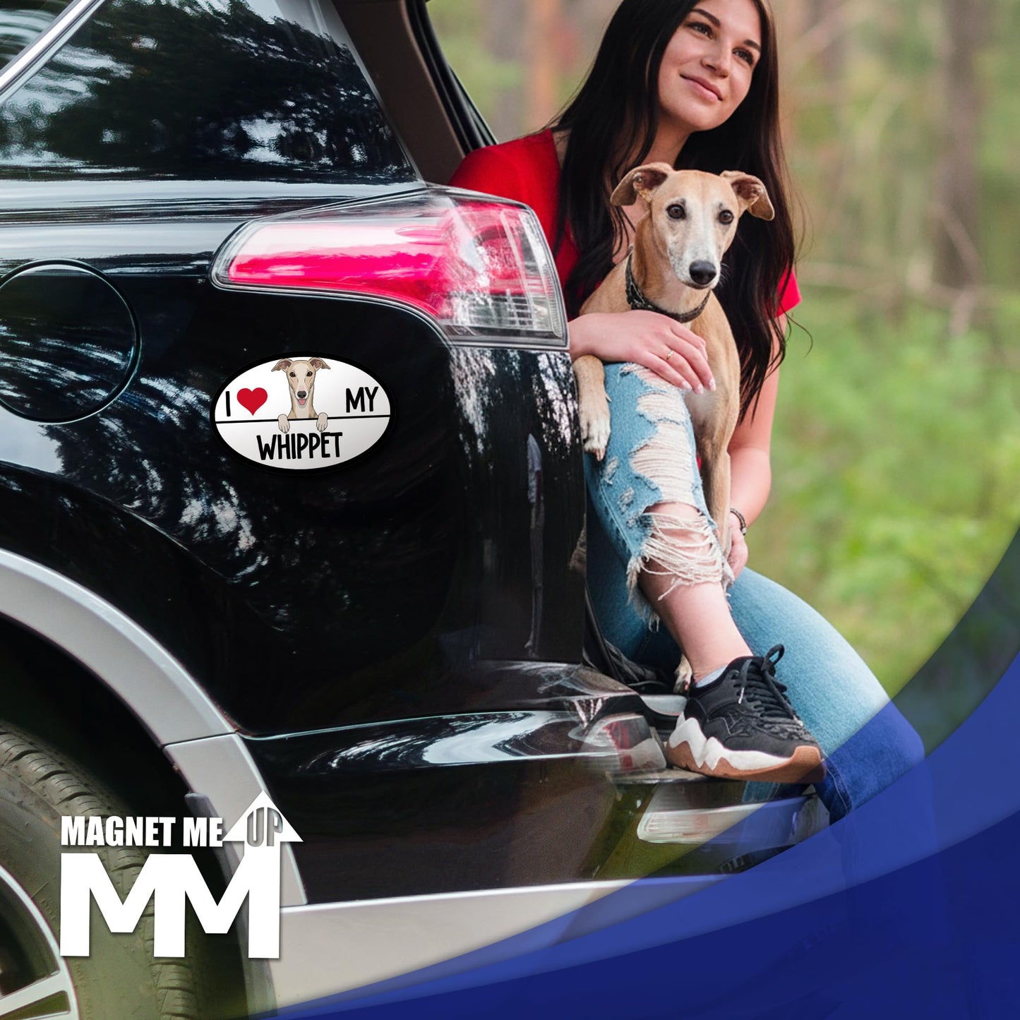 Magnet Me Up I Love My Whippet Dog Oval 4" x 6" Car Magnet - Ideal Accessory Gift for Dog Lovers, Magnetic Decal for Cars, Trucks & SUVs, Weatherproof UV Printed Full-Color Vinyl, Crafted in USA