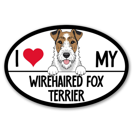 Magnet Me Up I Love My Wirehaired Fox Terrier Dog Oval 4x6 Inches Car Magnet - Accessory Gift for Dog Owners, Magnetic Decal for Cars, Trucks & SUVs, Waterproof UV Printed Vinyl, Crafted in USA