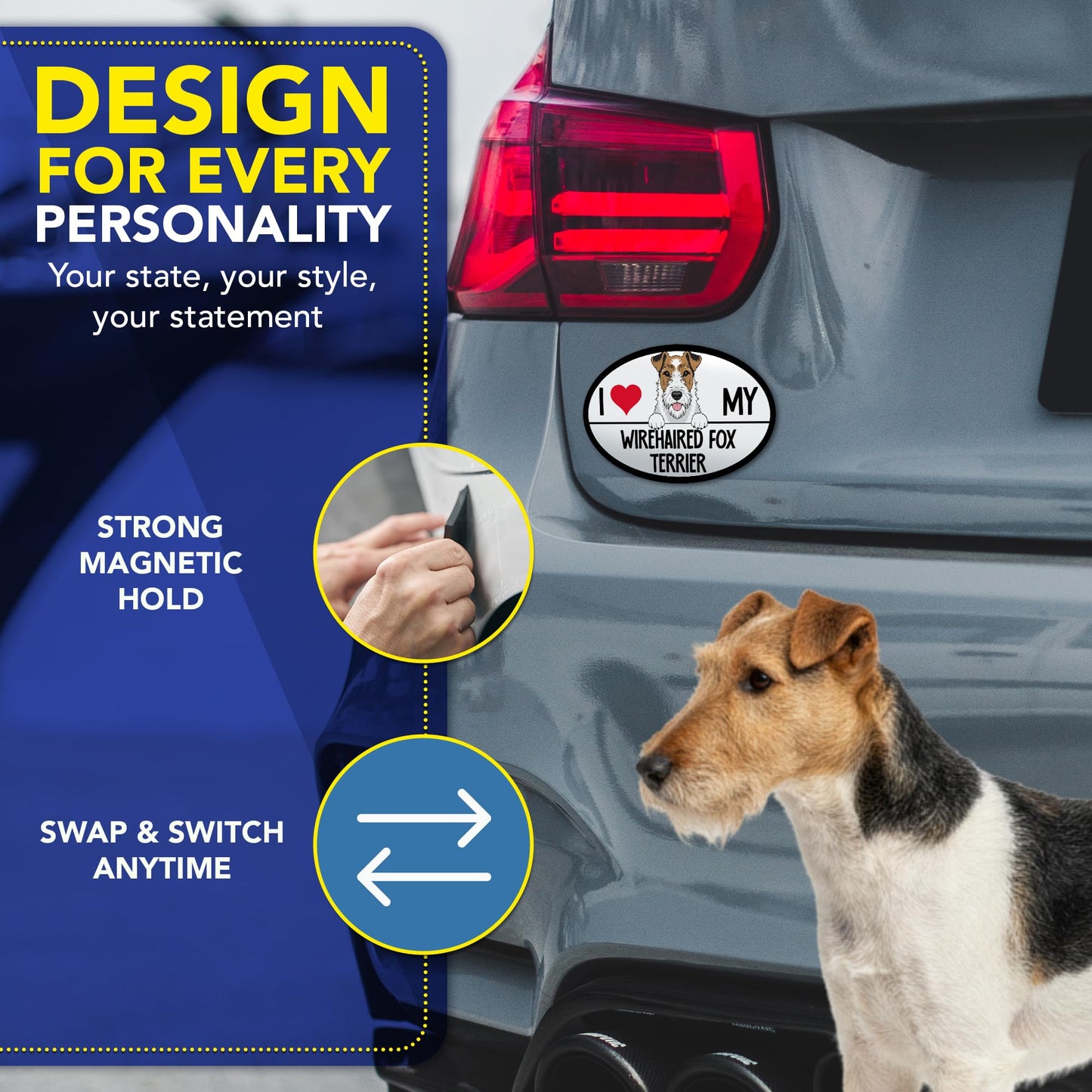 Magnet Me Up I Love My Wirehaired Fox Terrier Dog Oval 4x6 Inches Car Magnet - Accessory Gift for Dog Owners, Magnetic Decal for Cars, Trucks & SUVs, Waterproof UV Printed Vinyl, Crafted in USA