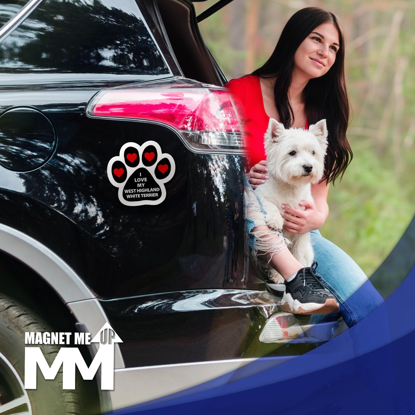 Magnet Me Up I Love My West Highland White Terrier Car Magnet 5" Pawprint - Magnetic Decal for Cars, Trucks and SUVs, Ideal Gift for Dog Lover, UV Printed Weatherproof Vinyl, Crafted in USA