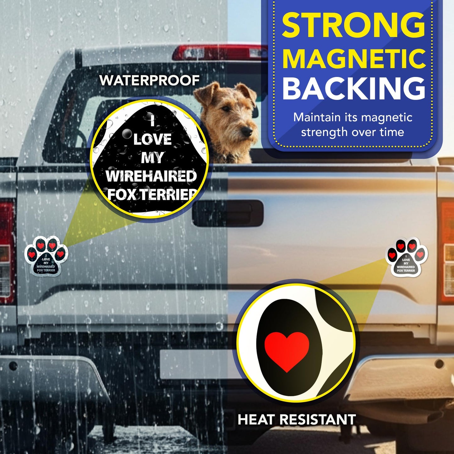 Magnet Me Up I Love My Wirehaired Fox Terrier Dog Pawprint 5 Inches Car Magnet - Accessory Gift for Dog Owners, Magnetic Decal for Cars, Trucks & SUVs, Waterproof UV Printed Vinyl, Crafted in USA