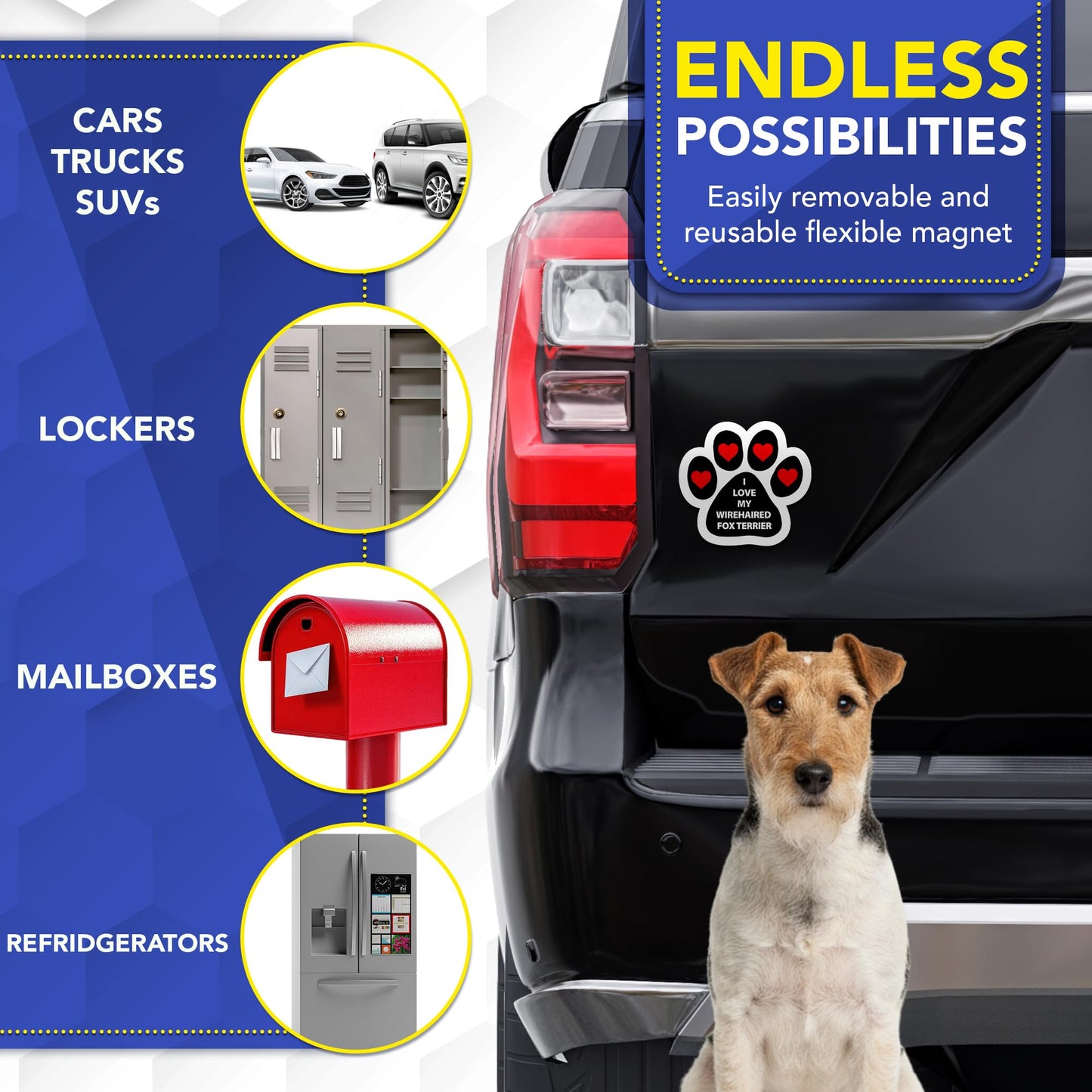 Magnet Me Up I Love My Wirehaired Fox Terrier Dog Pawprint 5 Inches Car Magnet - Accessory Gift for Dog Owners, Magnetic Decal for Cars, Trucks & SUVs, Waterproof UV Printed Vinyl, Crafted in USA