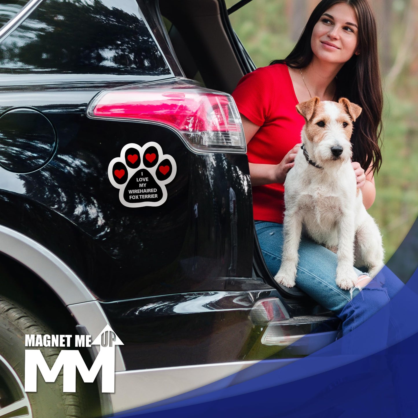 Magnet Me Up I Love My Wirehaired Fox Terrier Dog Pawprint 5 Inches Car Magnet - Accessory Gift for Dog Owners, Magnetic Decal for Cars, Trucks & SUVs, Waterproof UV Printed Vinyl, Crafted in USA
