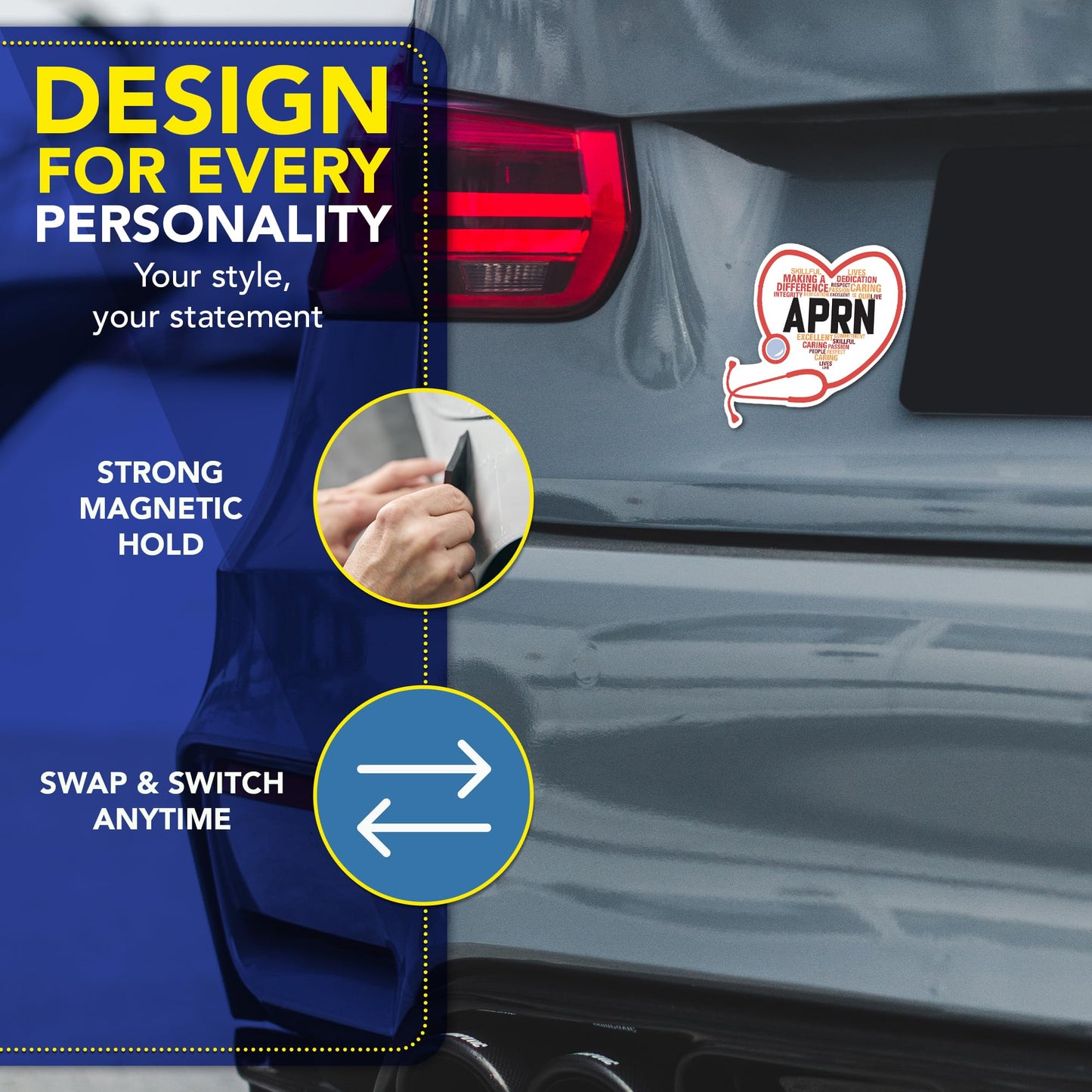 Magnet Me Up APRN (Advanced Practice Registered Nurse) Car Magnet - 5" x 5" Stethoscope Heart Magnetic Decal for Cars and Lockers, Ideal Accessory Gift, UV-Printed, Vinyl, Crafted in USA