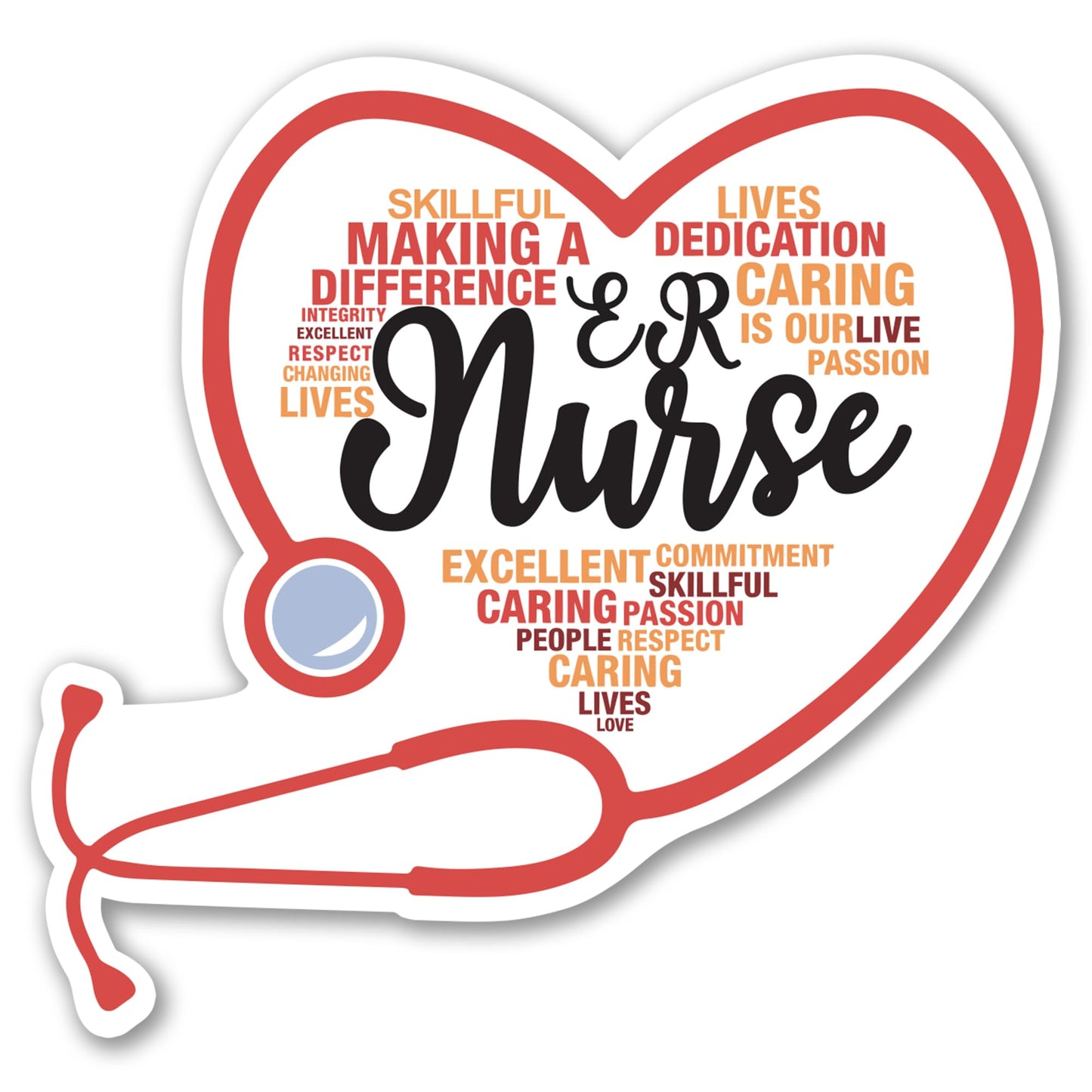 Magnet Me Up ER Nurse (Emergency Room Nurse) Car Magnet - 5" x 5" Stethoscope Heart Magnetic Decal for Cars and Lockers, Ideal Accessory Gift, Full Color UV-Printed, Vinyl, Crafted in USA