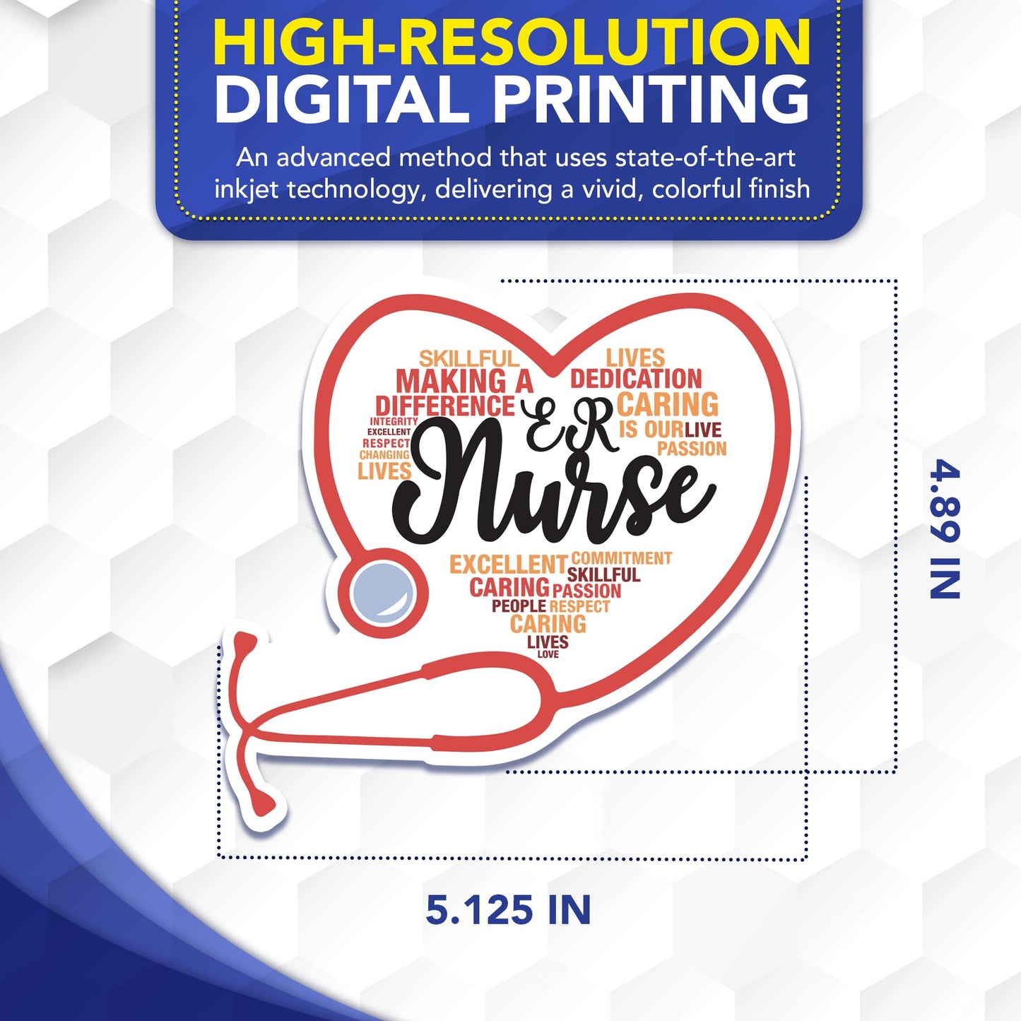 Magnet Me Up ER Nurse (Emergency Room Nurse) Car Magnet - 5" x 5" Stethoscope Heart Magnetic Decal for Cars and Lockers, Ideal Accessory Gift, Full Color UV-Printed, Vinyl, Crafted in USA
