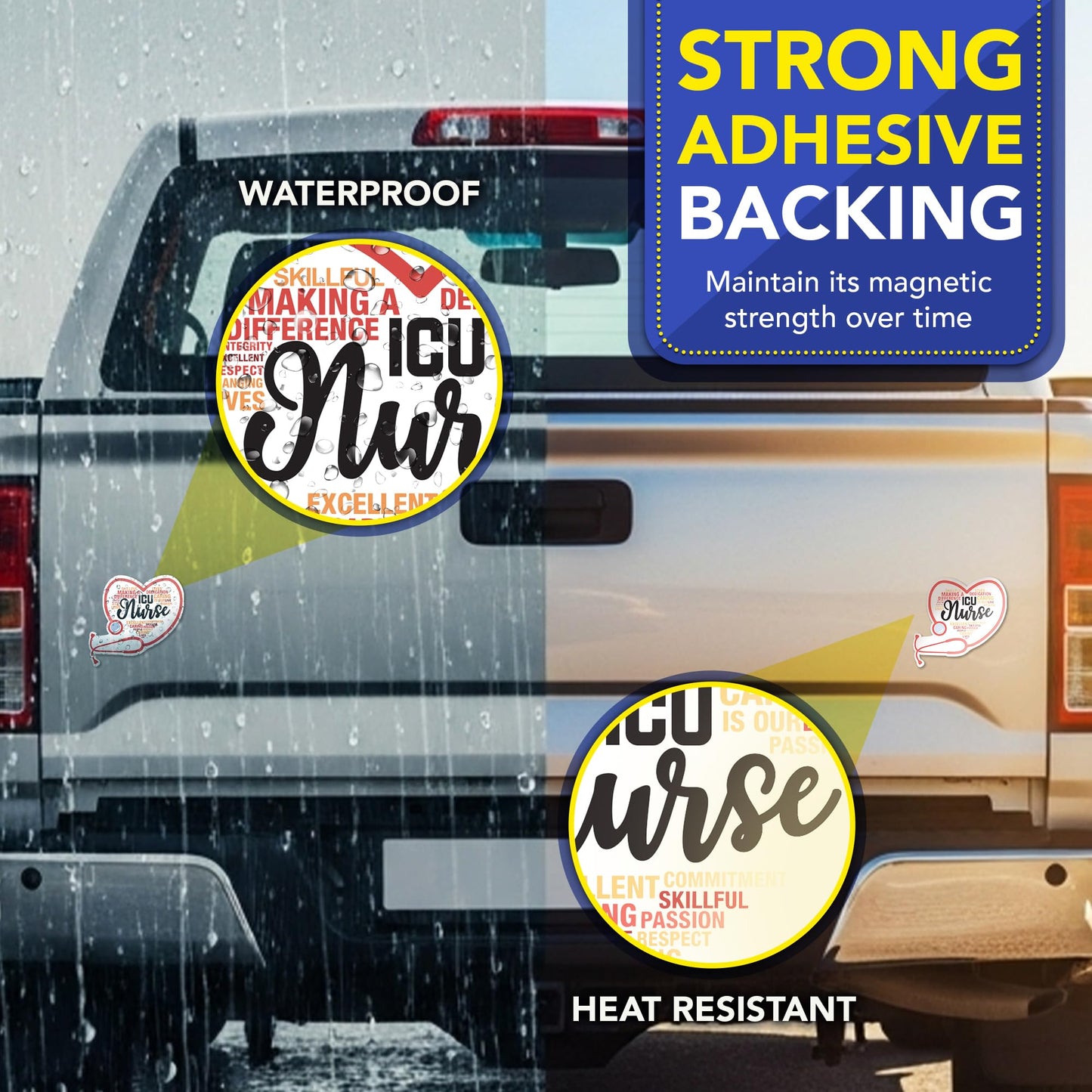 Magnet Me Up ICU Nurse (Intensive Care Unit Nurse) Car Magnet - 5" x 5" Stethoscope Heart Magnetic Decal for Cars and Lockers, Ideal Gift Accessory Full Color UV-Printed Vinyl Crafted in USA