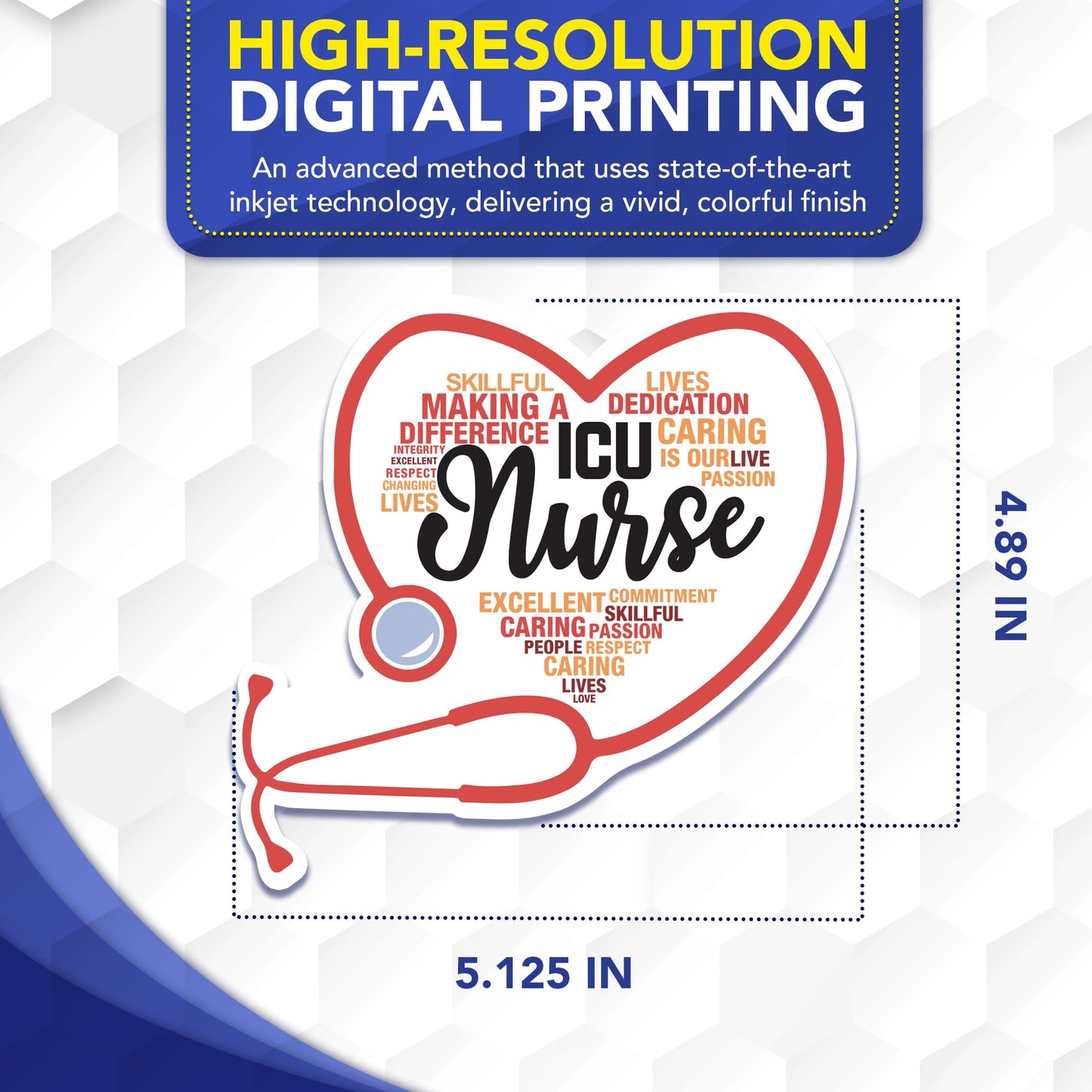 Magnet Me Up ICU Nurse (Intensive Care Unit Nurse) Car Magnet - 5" x 5" Stethoscope Heart Magnetic Decal for Cars and Lockers, Ideal Gift Accessory Full Color UV-Printed Vinyl Crafted in USA