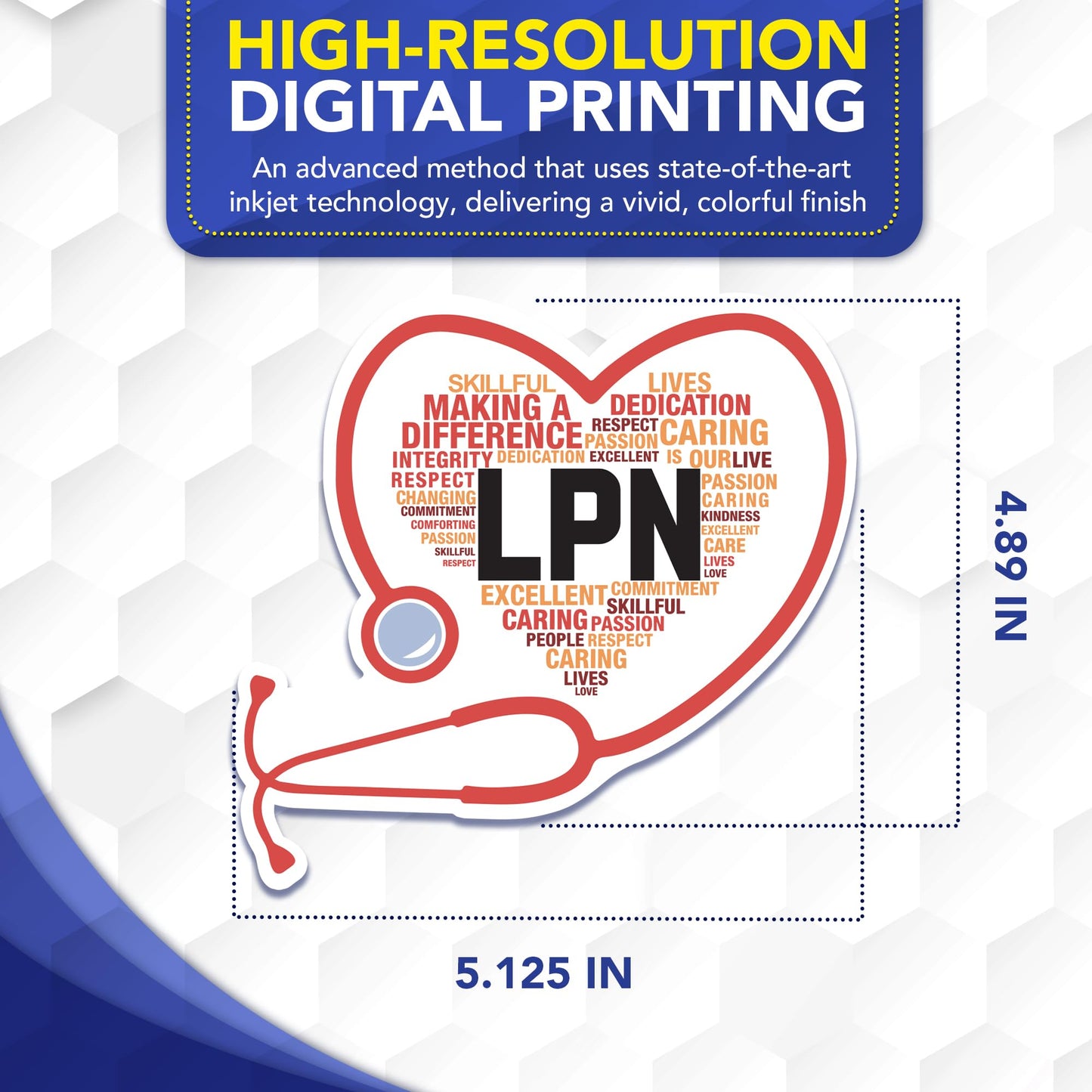 Magnet Me Up LPN (Licensed Practical Nurse) Car Magnet - 5" x 5" Stethoscope Heart Magnetic Decal for Cars and Lockers, Ideal Accessory Gift, Full Color UV-Printed, Vinyl, Crafted in USA