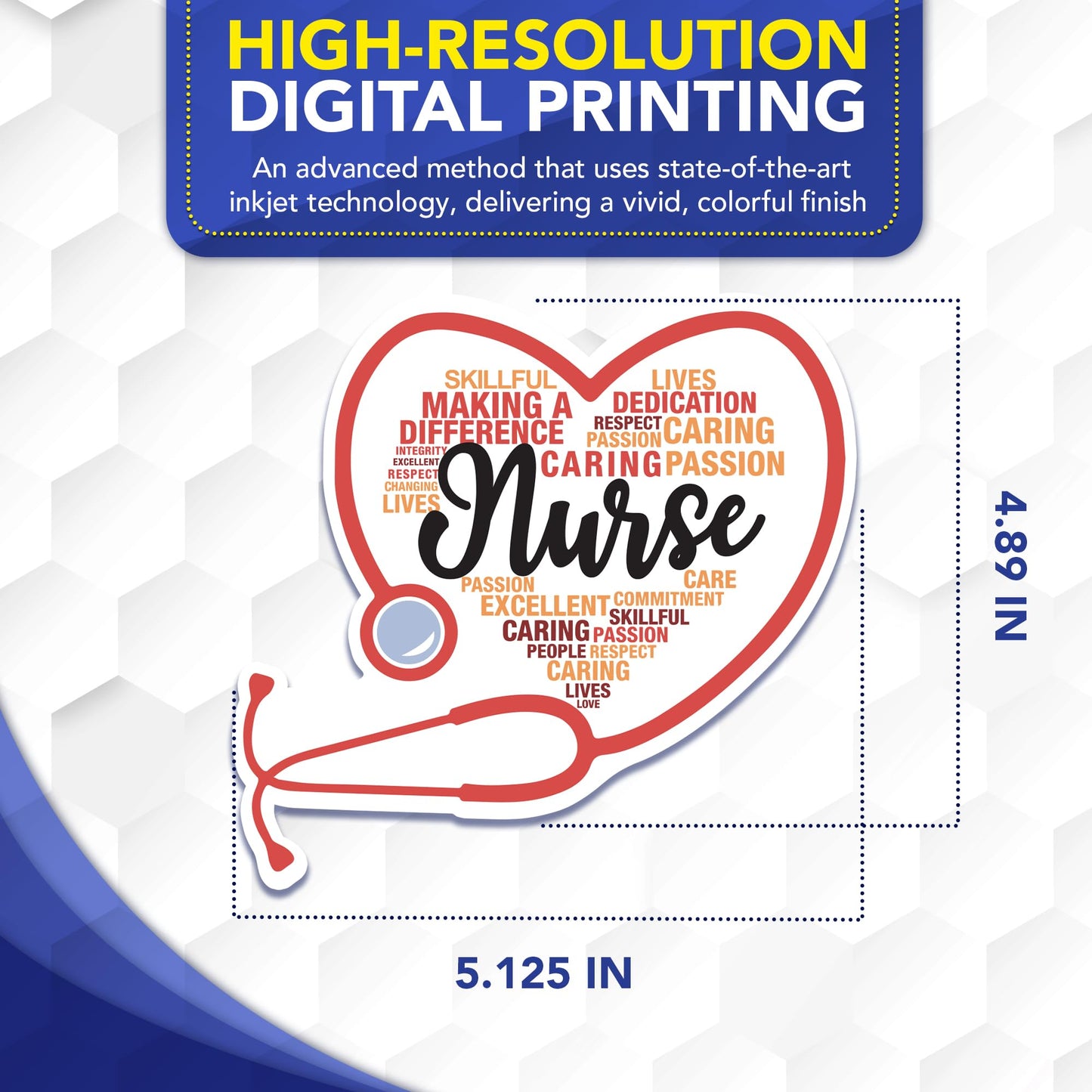 Magnet Me Up Nurse Car Magnet - 5" x 5" Stethoscope Heart Magnetic Decal for Cars and Lockers, Ideal Accessory Gift for Health Workers, Weatherproof, UV-Printed, Vinyl, Crafted in USA