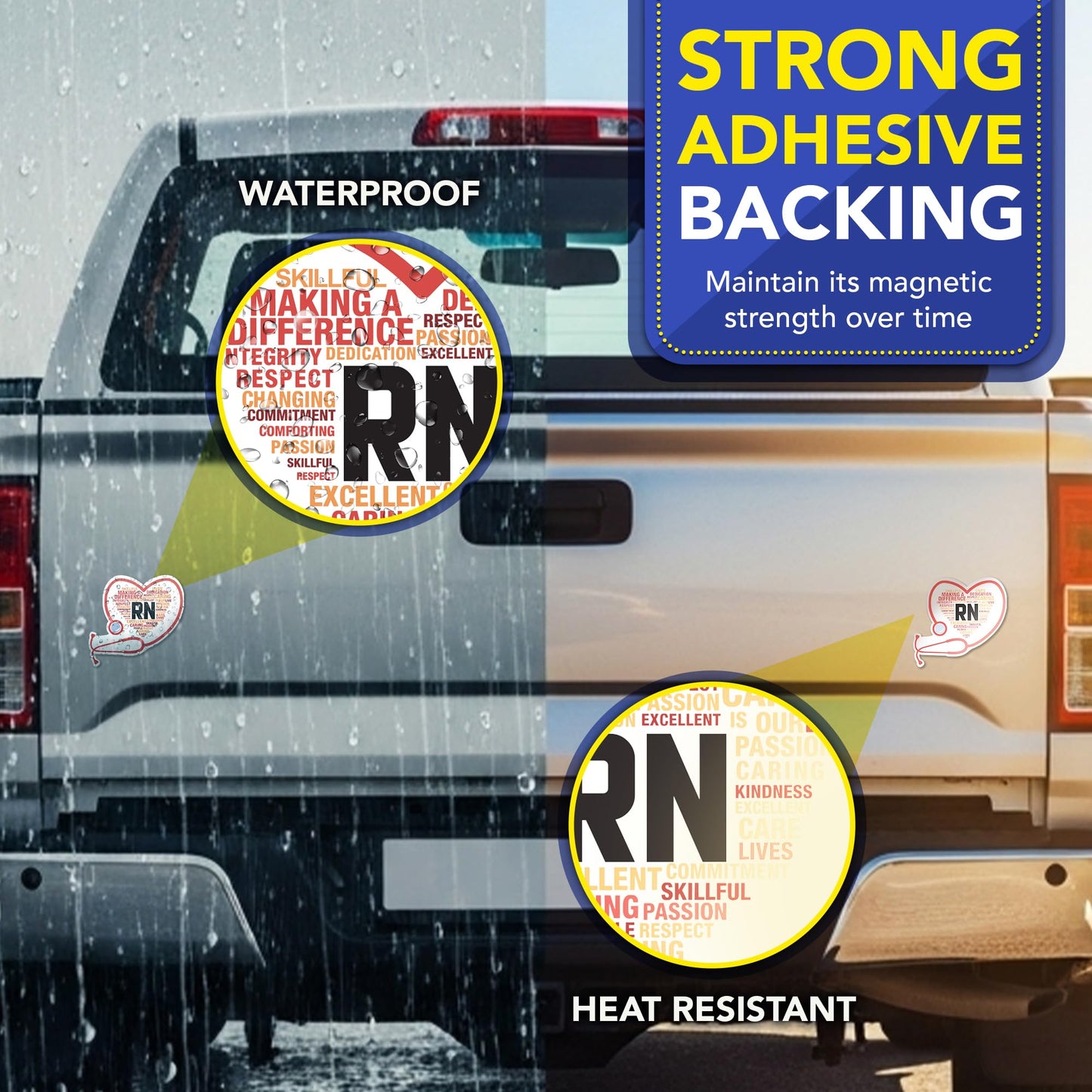Magnet Me Up RN (Registered Nurse) Car Magnet - 5" x 5" Stethoscope Heart Magnetic Decal for Cars and Lockers, Ideal Accessory Gift for Health Worker, UV-Printed, Vinyl, Crafted in USA