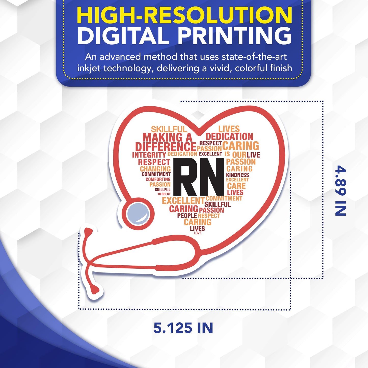 Magnet Me Up RN (Registered Nurse) Car Magnet - 5" x 5" Stethoscope Heart Magnetic Decal for Cars and Lockers, Ideal Accessory Gift for Health Worker, UV-Printed, Vinyl, Crafted in USA