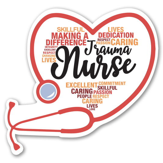 Magnet Me Up Trauma Nurse Car Magnet - 5" x 5" Stethoscope Heart Magnetic Decal for Cars and Lockers, Ideal Accessory Gift for Health Workers, Full Color UV-Printed, Vinyl, Crafted in USA
