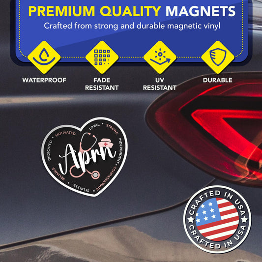 Magnet Me Up APRN (Advanced Practice Registered Nurse) Car Magnet - 5" x 5" Heart Shaped Magnetic Decal for Cars and Lockers, Ideal Accessory Gift, UV-Printed, Vinyl, Crafted in USA