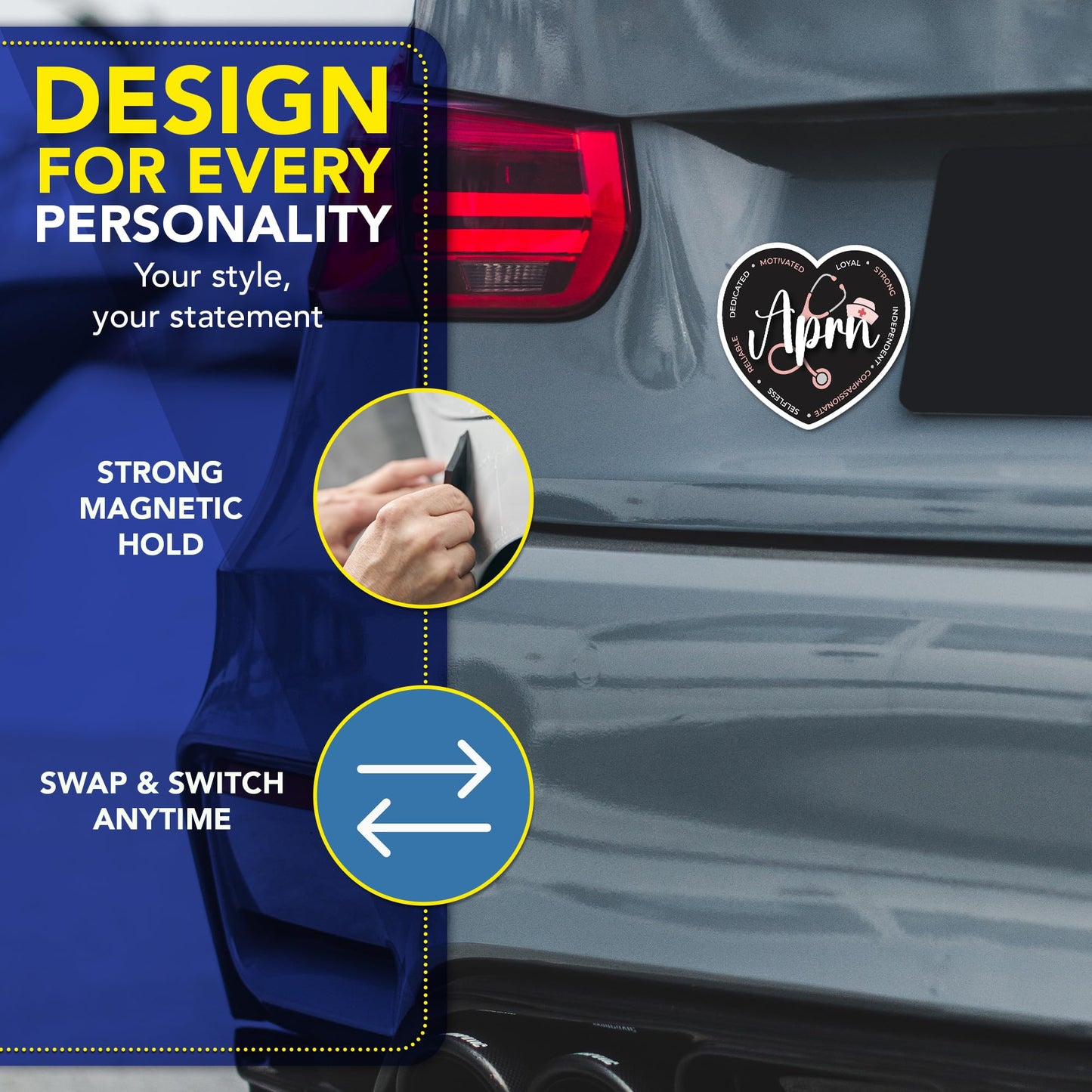 Magnet Me Up APRN (Advanced Practice Registered Nurse) Car Magnet - 5" x 5" Heart Shaped Magnetic Decal for Cars and Lockers, Ideal Accessory Gift, UV-Printed, Vinyl, Crafted in USA