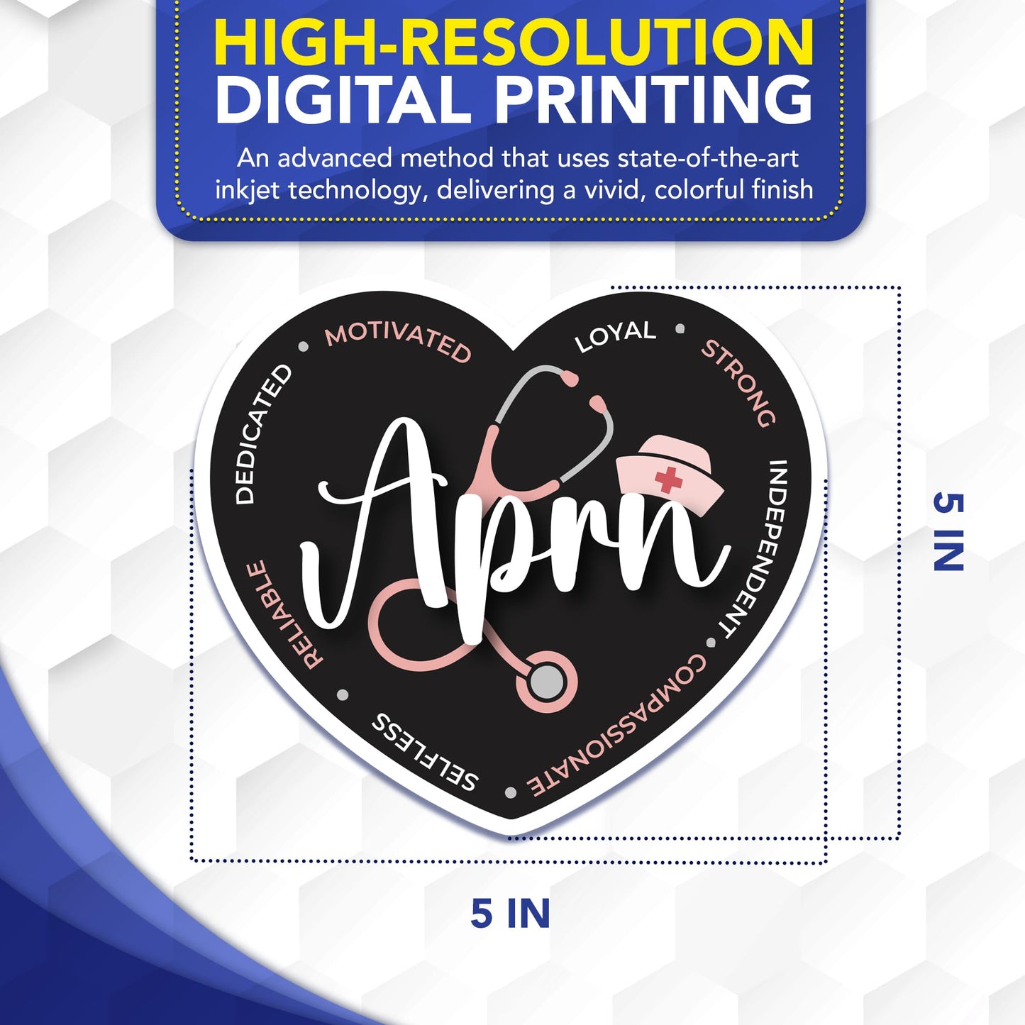 Magnet Me Up APRN (Advanced Practice Registered Nurse) Car Magnet - 5" x 5" Heart Shaped Magnetic Decal for Cars and Lockers, Ideal Accessory Gift, UV-Printed, Vinyl, Crafted in USA