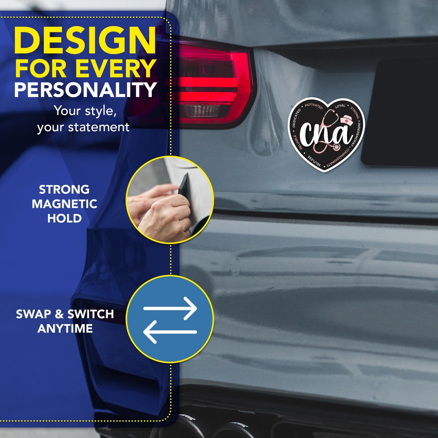 Magnet Me Up CNA (Certified Nursing Assistant) Car Magnet - 5" x 5" Heart Shaped Magnetic Decal for Cars and Lockers, Ideal Accessory Gift, Full Color UV-Printed, Vinyl, Crafted in USA