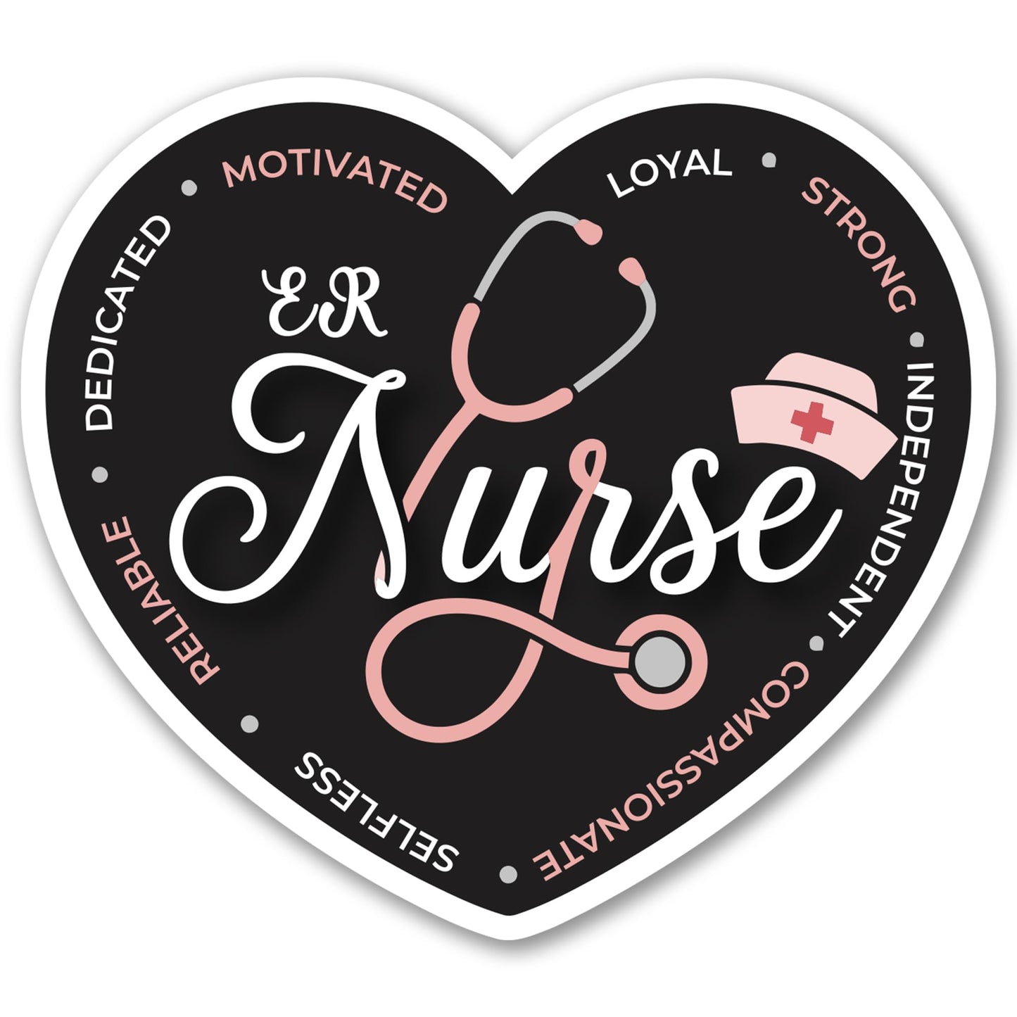 Magnet Me Up ER Nurse (Emergency Room Nurse) Car Magnet - 5" x 5" Heart Shaped Magnetic Decal for Cars and Lockers, Ideal Accessory Gift, Full Color UV-Printed, Vinyl, Crafted in USA