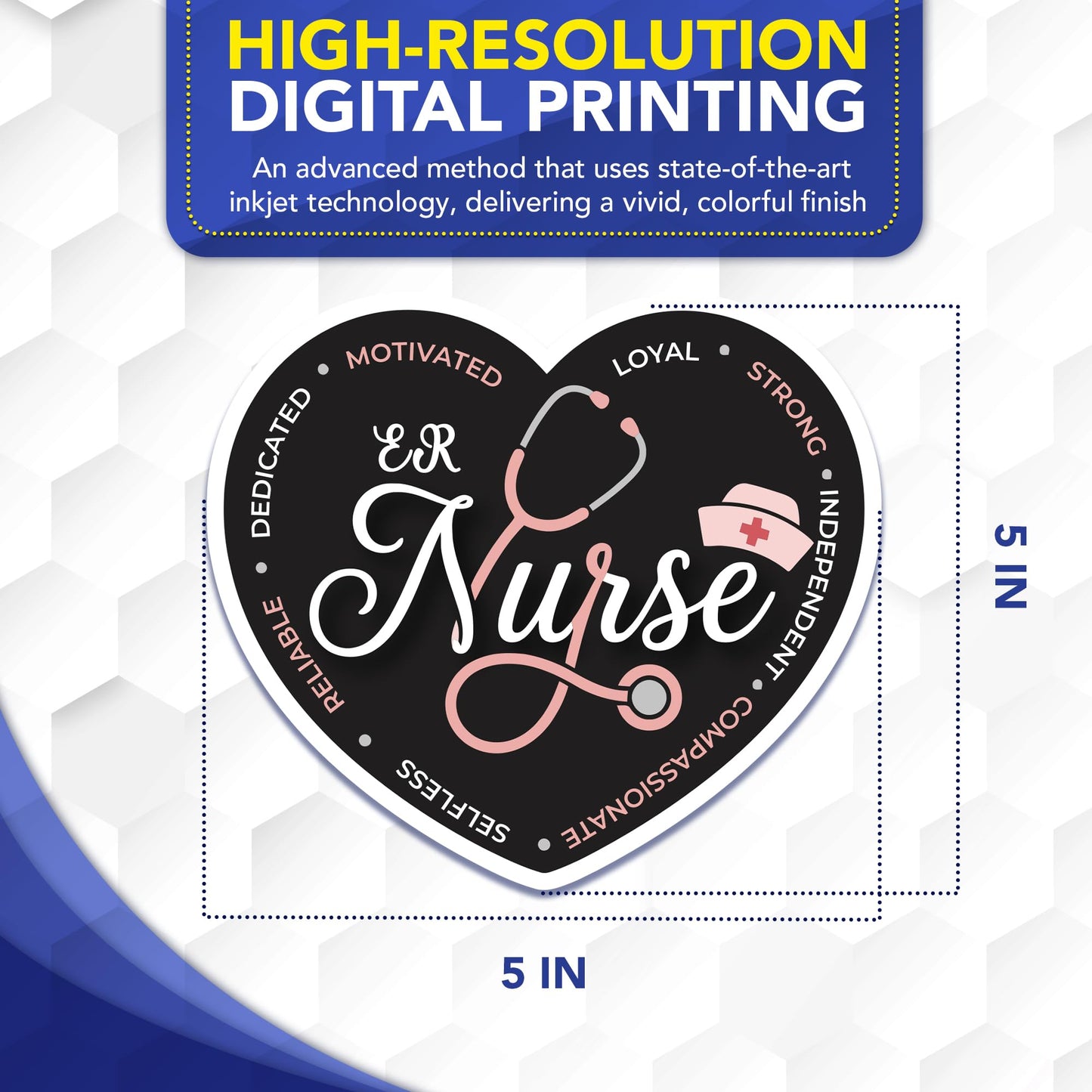 Magnet Me Up ER Nurse (Emergency Room Nurse) Car Magnet - 5" x 5" Heart Shaped Magnetic Decal for Cars and Lockers, Ideal Accessory Gift, Full Color UV-Printed, Vinyl, Crafted in USA