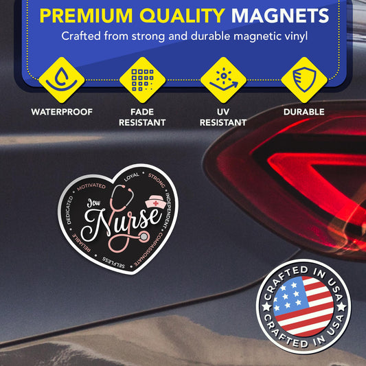 Magnet Me Up ICU Nurse (Intensive Care Unit Nurse) Car Magnet - 5" x 5" Heart Shaped Magnetic Decal for Cars and Lockers, Ideal Gift Accessory Full Color UV-Printed Vinyl Crafted in USA