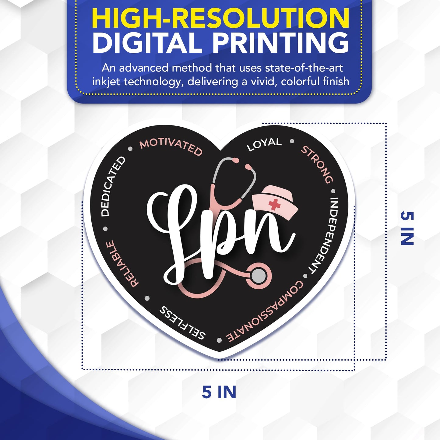 Magnet Me Up LPN (Licensed Practical Nurse) Car Magnet - 5" x 5" Heart Shaped Magnetic Decal for Cars and Lockers, Ideal Accessory Gift, Full Color UV-Printed, Vinyl, Crafted in USA