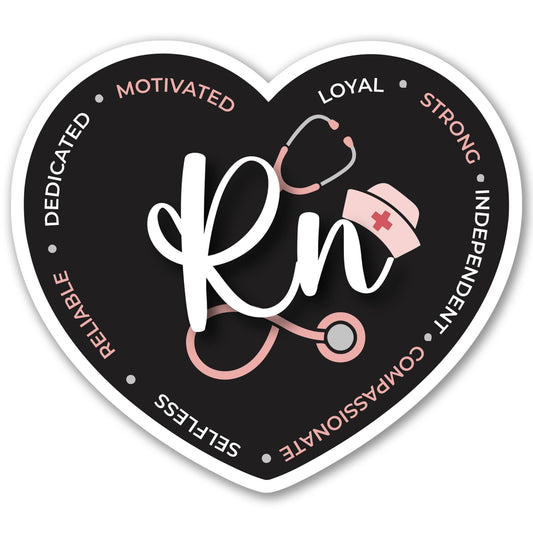 Magnet Me Up RN (Registered Nurse) Car Magnet - 5" x 5" Heart Shaped Magnetic Decal for Cars and Lockers, Ideal Accessory Gift for Health Worker, UV-Printed, Vinyl, Crafted in USA