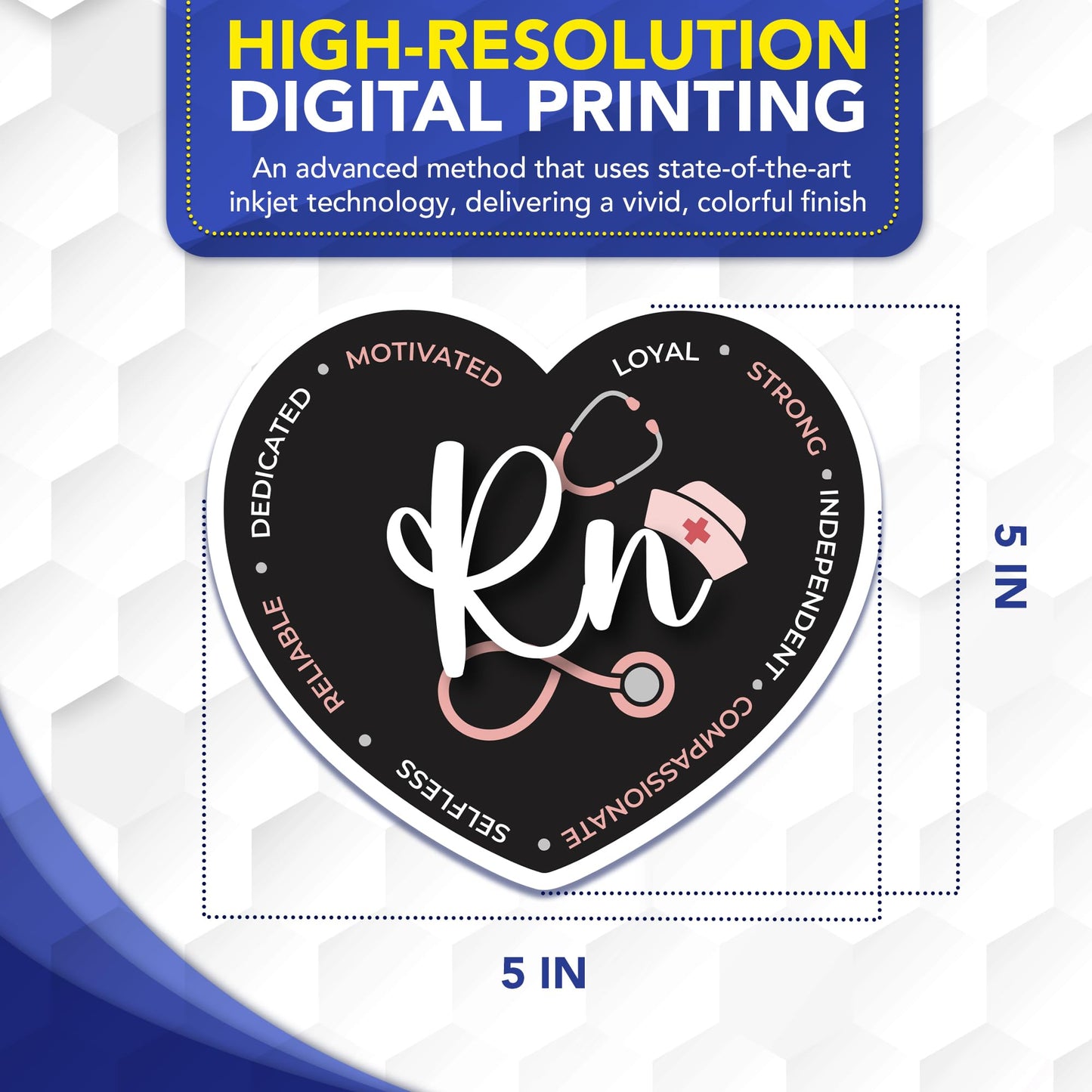 Magnet Me Up RN (Registered Nurse) Car Magnet - 5" x 5" Heart Shaped Magnetic Decal for Cars and Lockers, Ideal Accessory Gift for Health Worker, UV-Printed, Vinyl, Crafted in USA