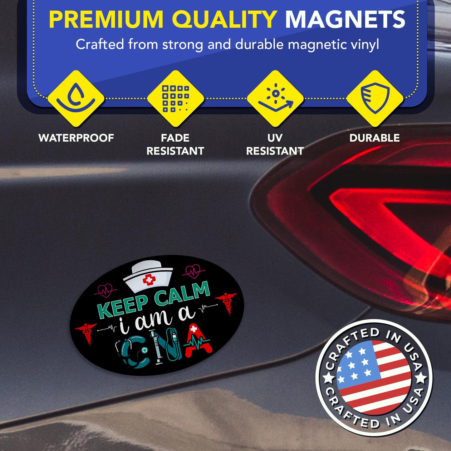 Magnet Me Up Keep Calm I Am an CNA (Certified Nursing Assistant) Car Magnet - 4" x 6" Oval Magnetic Decal for Cars and Lockers, Ideal Accessory Gift, Full Color UV-Printed, Vinyl, Crafted in USA