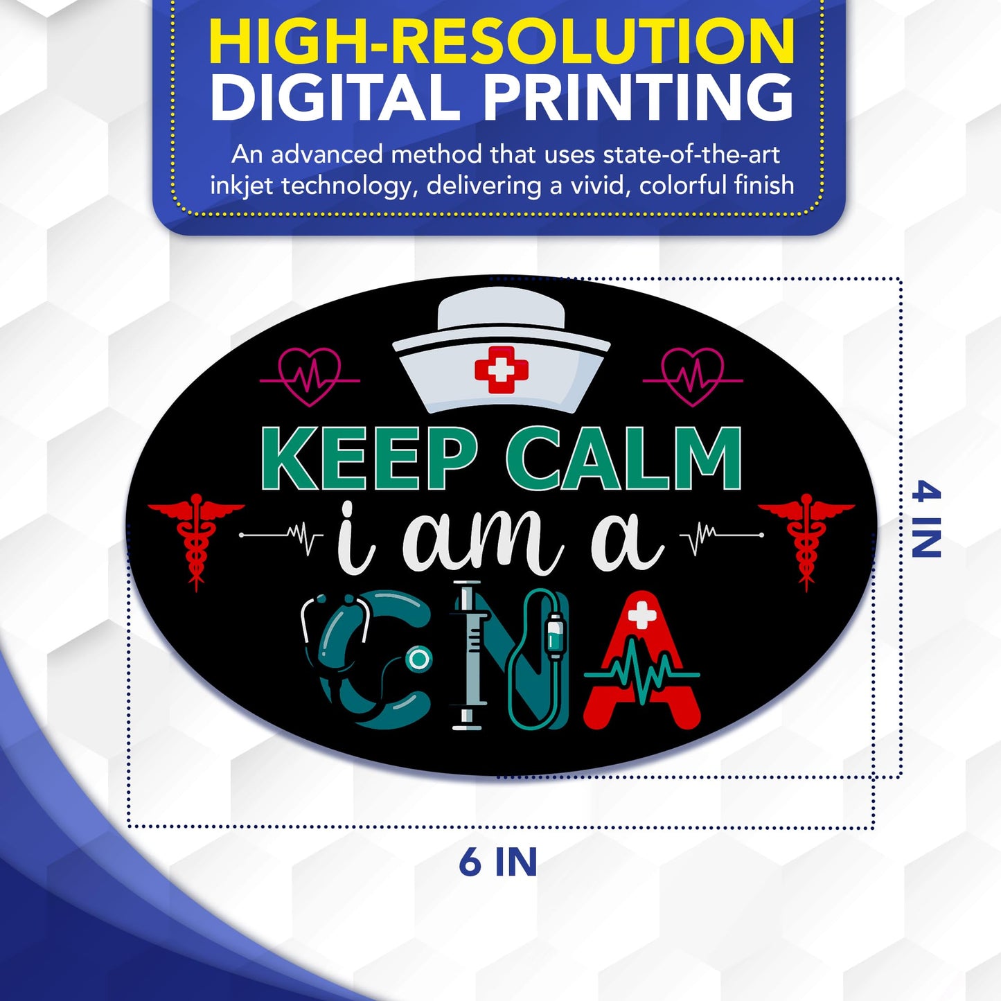 Magnet Me Up Keep Calm I Am an CNA (Certified Nursing Assistant) Car Magnet - 4" x 6" Oval Magnetic Decal for Cars and Lockers, Ideal Accessory Gift, Full Color UV-Printed, Vinyl, Crafted in USA