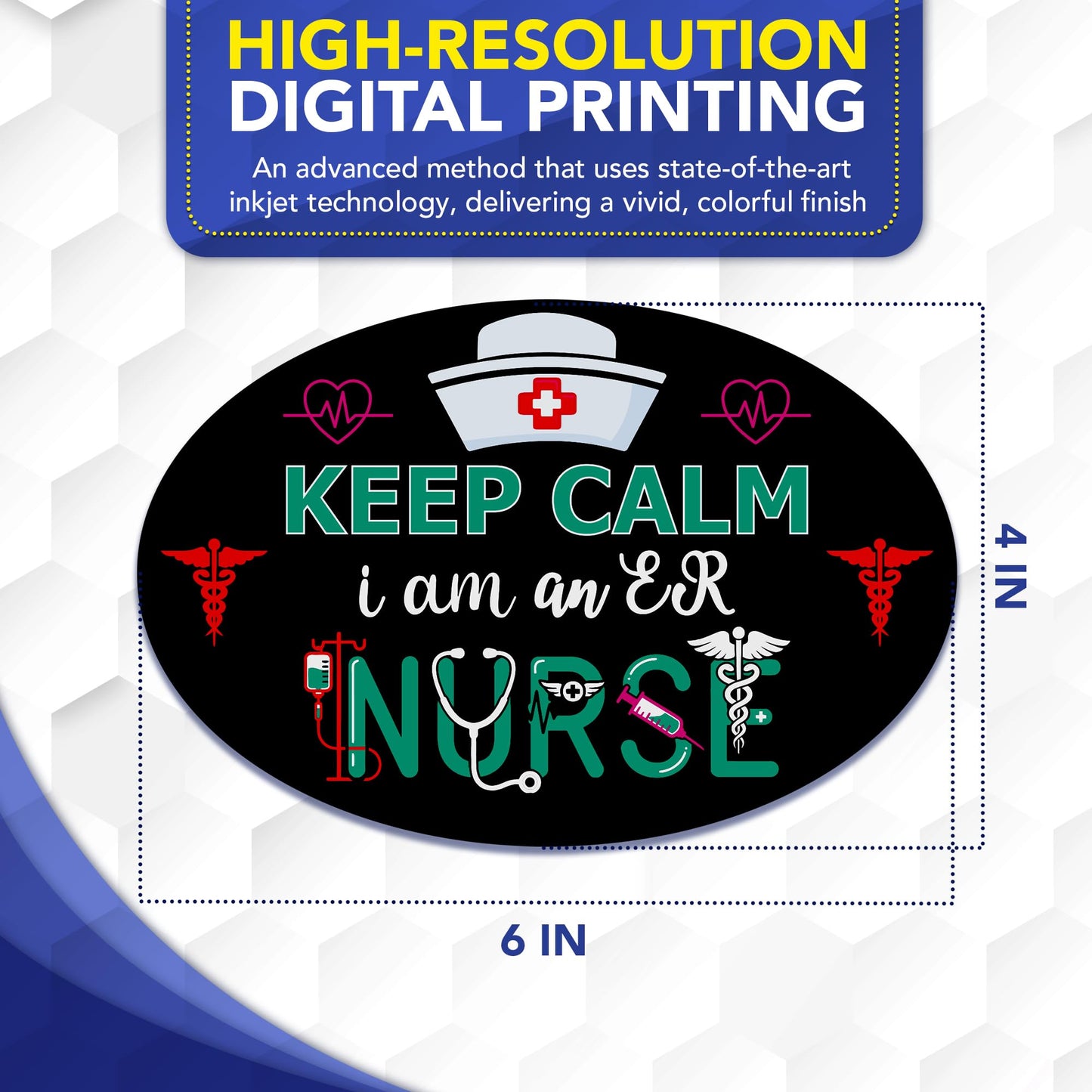 Magnet Me Up Keep Calm I Am an ER Nurse (Emergency Room Nurse) Car Magnet - 4" x 6" Oval Magnetic Decal for Cars and Lockers, Ideal Accessory Gift, Full Color UV-Printed, Vinyl, Crafted in USA