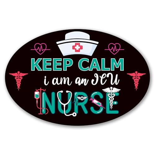 Magnet Me Up Keep Calm I Am an ICU Nurse (Intensive Care Unit Nurse) Car Magnet - 4" x 6" Oval Magnetic Decal for Cars and Lockers, Ideal Gift Accessory Full Color UV-Printed Vinyl Crafted in USA