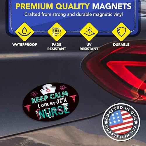 Magnet Me Up Keep Calm I Am an ICU Nurse (Intensive Care Unit Nurse) Car Magnet - 4" x 6" Oval Magnetic Decal for Cars and Lockers, Ideal Gift Accessory Full Color UV-Printed Vinyl Crafted in USA