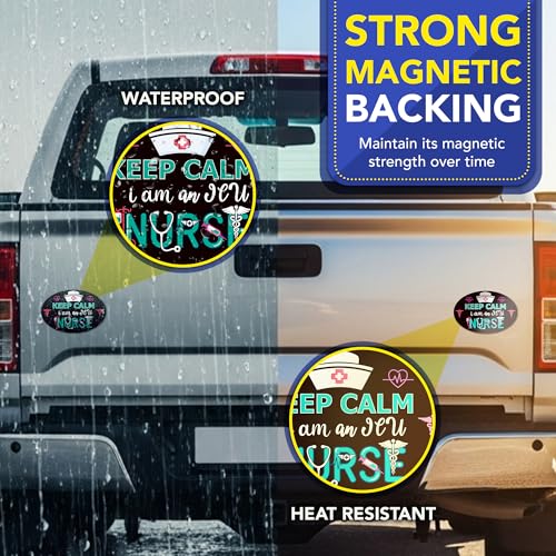 Magnet Me Up Keep Calm I Am an ICU Nurse (Intensive Care Unit Nurse) Car Magnet - 4" x 6" Oval Magnetic Decal for Cars and Lockers, Ideal Gift Accessory Full Color UV-Printed Vinyl Crafted in USA