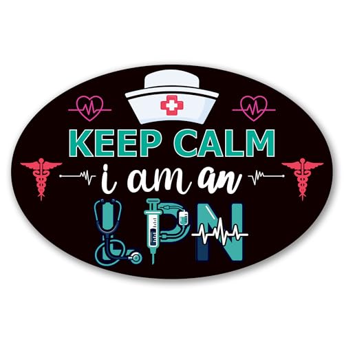 Magnet Me Up Keep Calm I Am an LPN (Licensed Practical Nurse) Car Magnet - 4" x 6" Oval Magnetic Decal for Cars and Lockers, Ideal Accessory Gift, Full Color UV-Printed, Vinyl, Crafted in USA