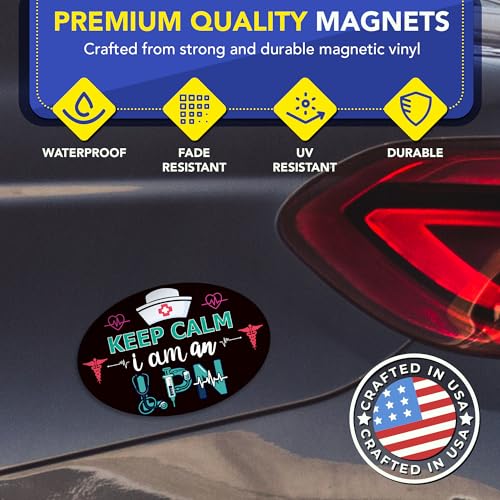 Magnet Me Up Keep Calm I Am an LPN (Licensed Practical Nurse) Car Magnet - 4" x 6" Oval Magnetic Decal for Cars and Lockers, Ideal Accessory Gift, Full Color UV-Printed, Vinyl, Crafted in USA