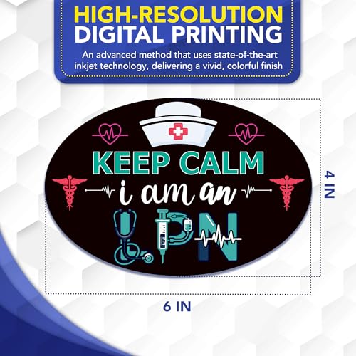 Magnet Me Up Keep Calm I Am an LPN (Licensed Practical Nurse) Car Magnet - 4" x 6" Oval Magnetic Decal for Cars and Lockers, Ideal Accessory Gift, Full Color UV-Printed, Vinyl, Crafted in USA