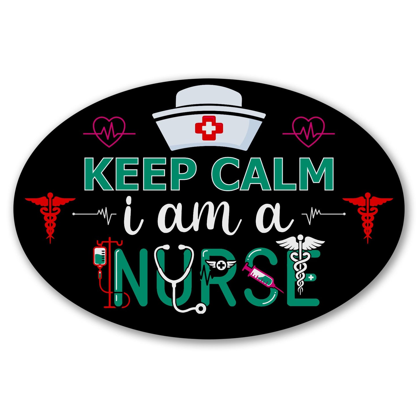 Magnet Me Up Keep Calm I Am an Nurse Car Magnet - 4" x 6" Oval Magnetic Decal for Cars and Lockers, Ideal Accessory Gift for Health Workers, Weatherproof, UV-Printed, Vinyl, Crafted in USA