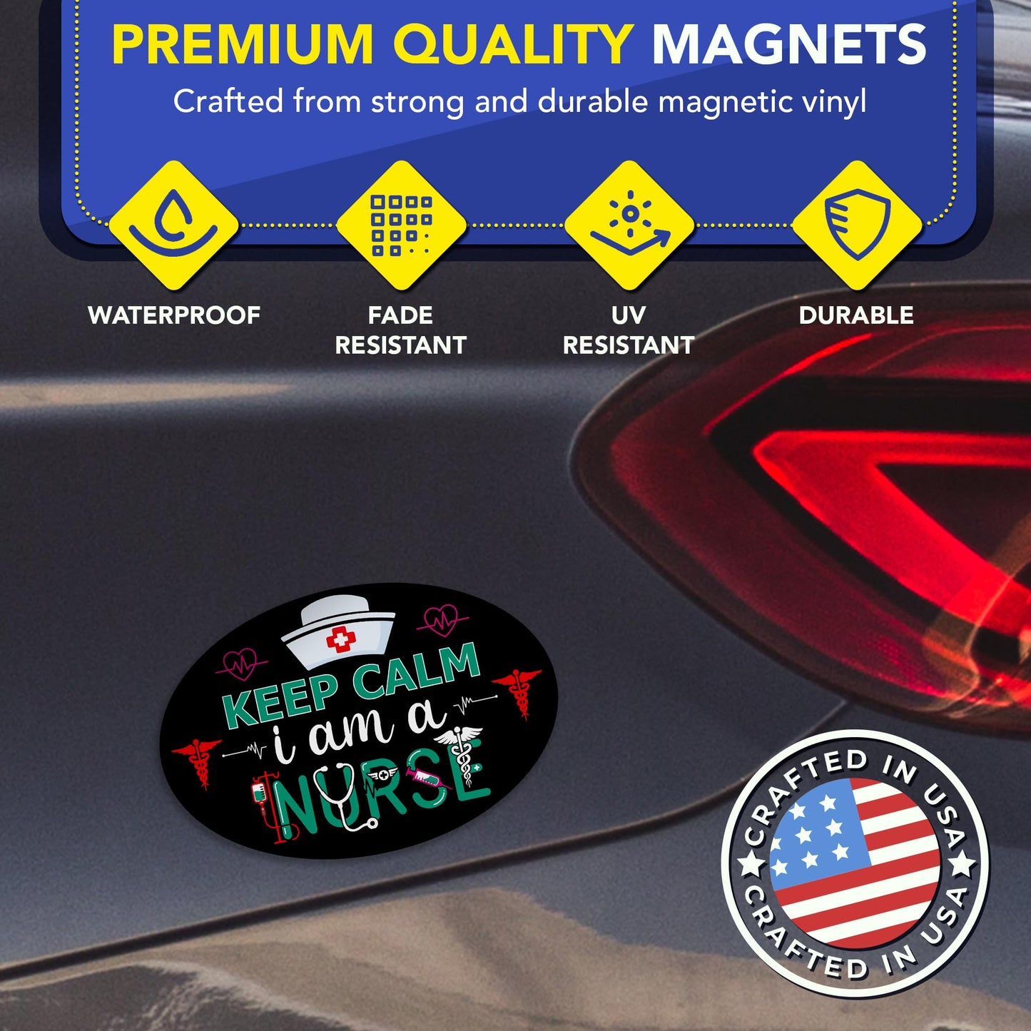 Magnet Me Up Keep Calm I Am an Nurse Car Magnet - 4" x 6" Oval Magnetic Decal for Cars and Lockers, Ideal Accessory Gift for Health Workers, Weatherproof, UV-Printed, Vinyl, Crafted in USA
