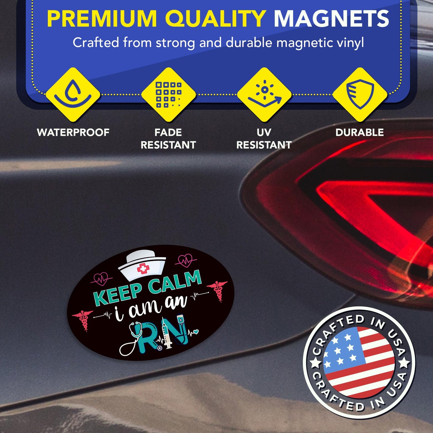 Magnet Me Up Keep Calm I Am an RN (Registered Nurse) Car Magnet - 4" x 6" Oval Magnetic Decal for Cars and Lockers, Ideal Accessory Gift for Health Worker, UV-Printed, Vinyl, Crafted in USA