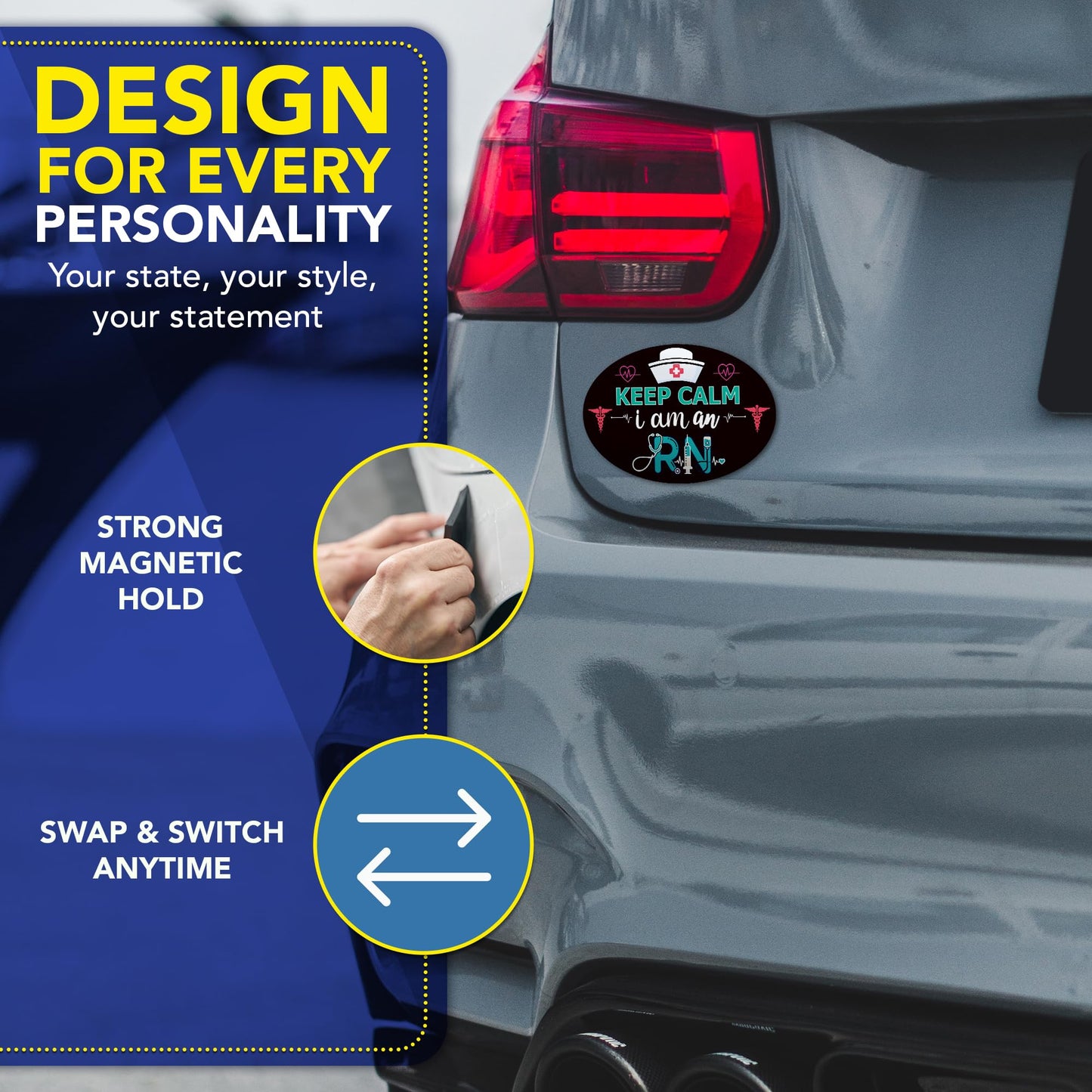 Magnet Me Up Keep Calm I Am an RN (Registered Nurse) Car Magnet - 4" x 6" Oval Magnetic Decal for Cars and Lockers, Ideal Accessory Gift for Health Worker, UV-Printed, Vinyl, Crafted in USA