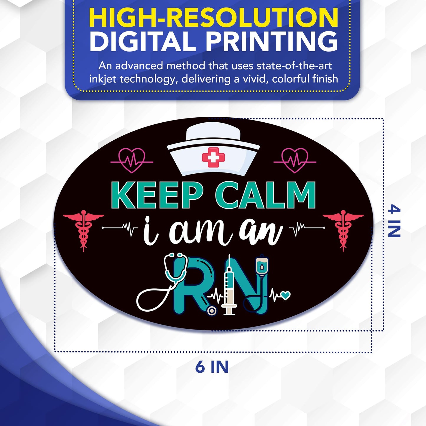 Magnet Me Up Keep Calm I Am an RN (Registered Nurse) Car Magnet - 4" x 6" Oval Magnetic Decal for Cars and Lockers, Ideal Accessory Gift for Health Worker, UV-Printed, Vinyl, Crafted in USA