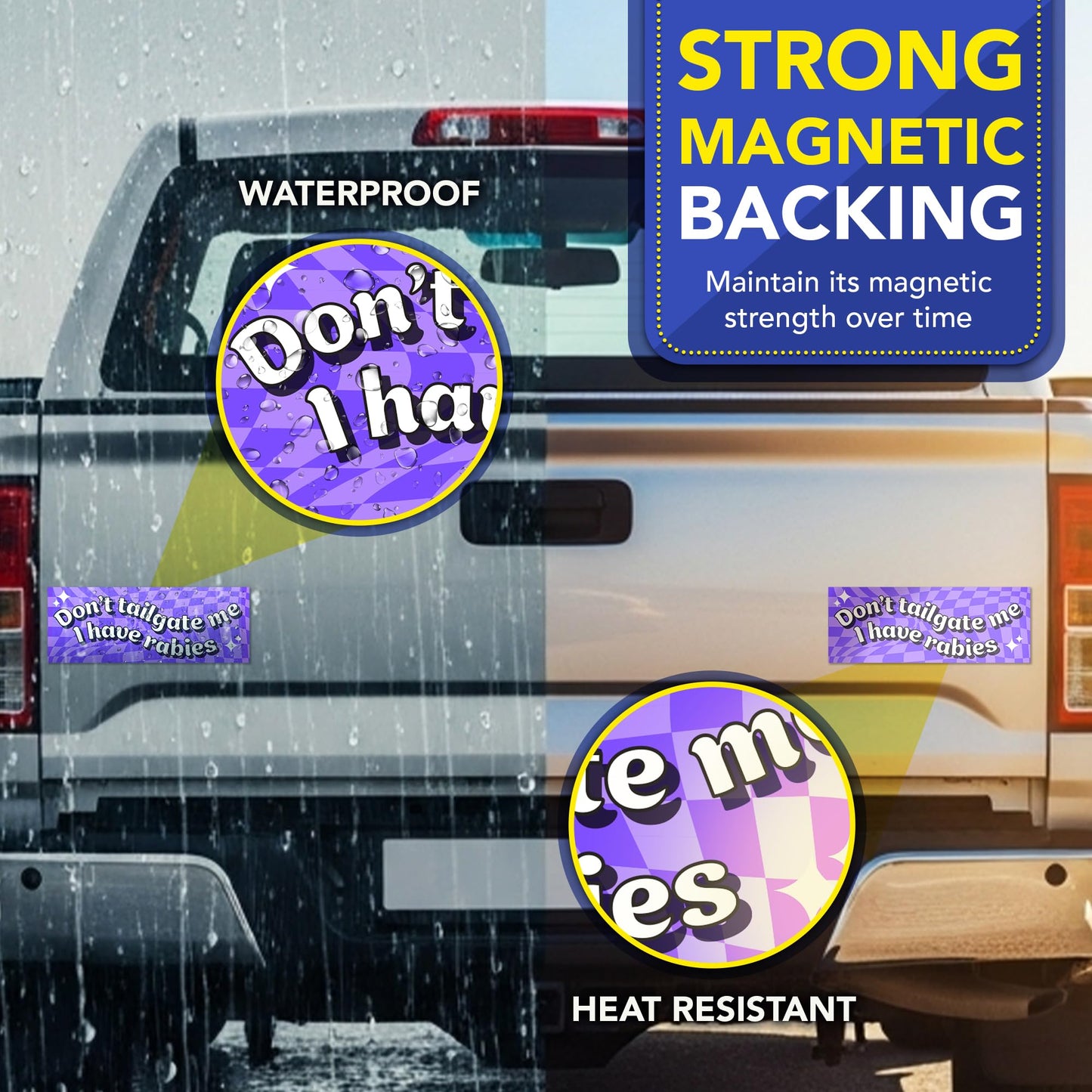 Magnet Me Up Don’t Tailgate Me I Have Rabies Car Magnet 3x8 Inches - Funny Magnetic Decal for Cars, Trucks and SUVs, Waterproof UV-Printed Vinyl, Reusable Bumper Accessories, Crafted in USA