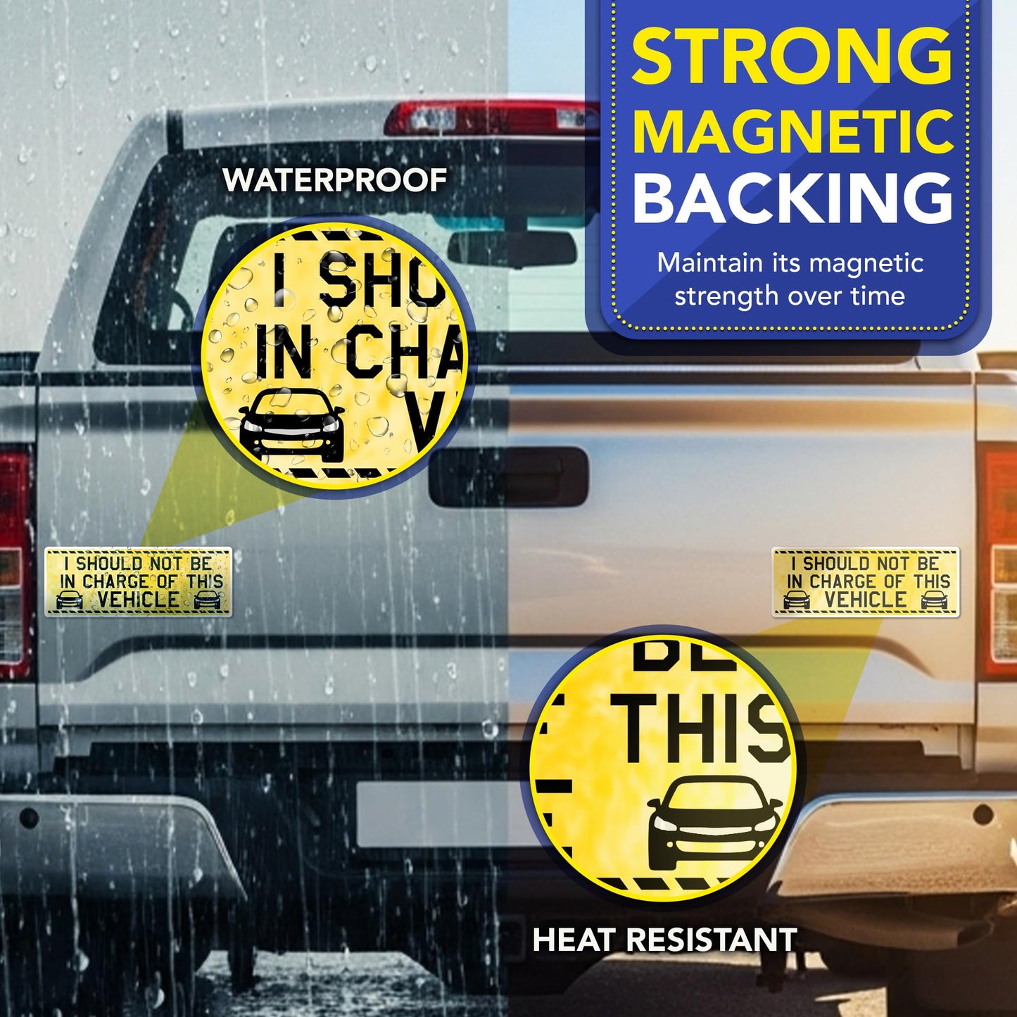 Magnet Me Up I Should Not Be in Charge of This Vehicle 3x8 Inches Car Magnet - Caution Style Bumper, Funny Magnetic Decal for Cars, Trucks and SUVs, Waterproof UV-Printed Vinyl, Crafted in USA