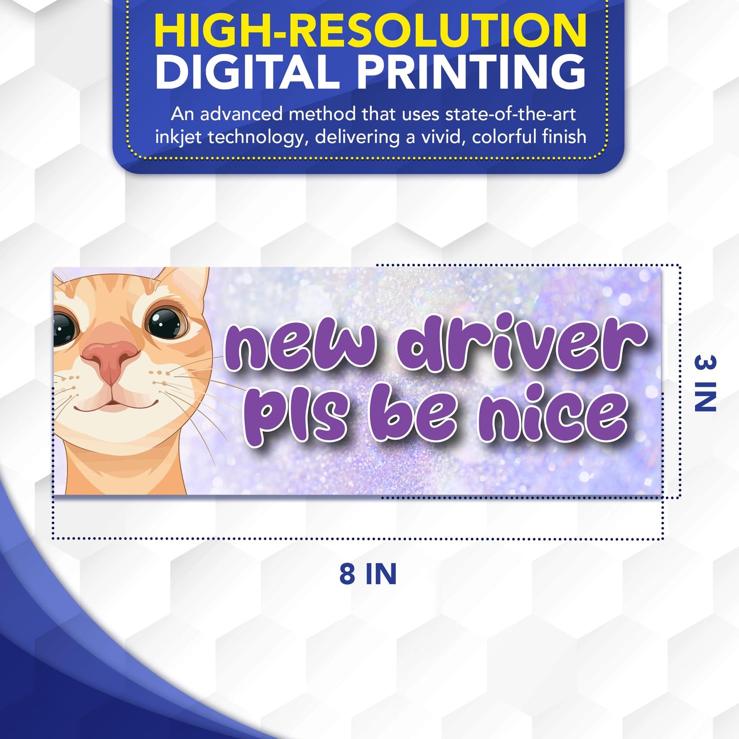 Magnet Me Up New Driver Pls Be Nice Car Magnet 3x8 Inches Cute Cat Student Driver - Magnetic Decal for Cars, Trucks and SUVs, New Driver Accessories, UV-Printed Waterproof Vinyl, Crafted in USA