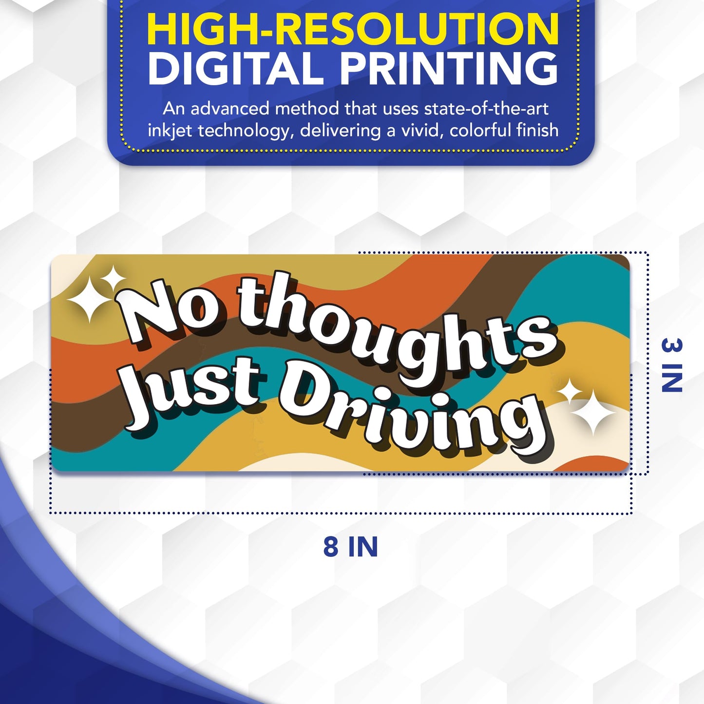 Magnet Me Up No Thoughts Just Driving Car Magnet - 3x8 Inches Funny Magnetic Decal for Cars, Trucks and SUVs Retro Aesthetic Accessories, Full Color UV-Printed Vinyl Weatherproof, Crafted in USA