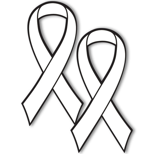 Magnet Me Up Lung Cancer Awareness Magnet 2 Pack - 3.5"x7" White Ribbon Car Magnets for Vehicles, Trucks & SUVs - Heavy Duty UV Printed Magnetic Decal - Made in USA Support Awareness Ribbon