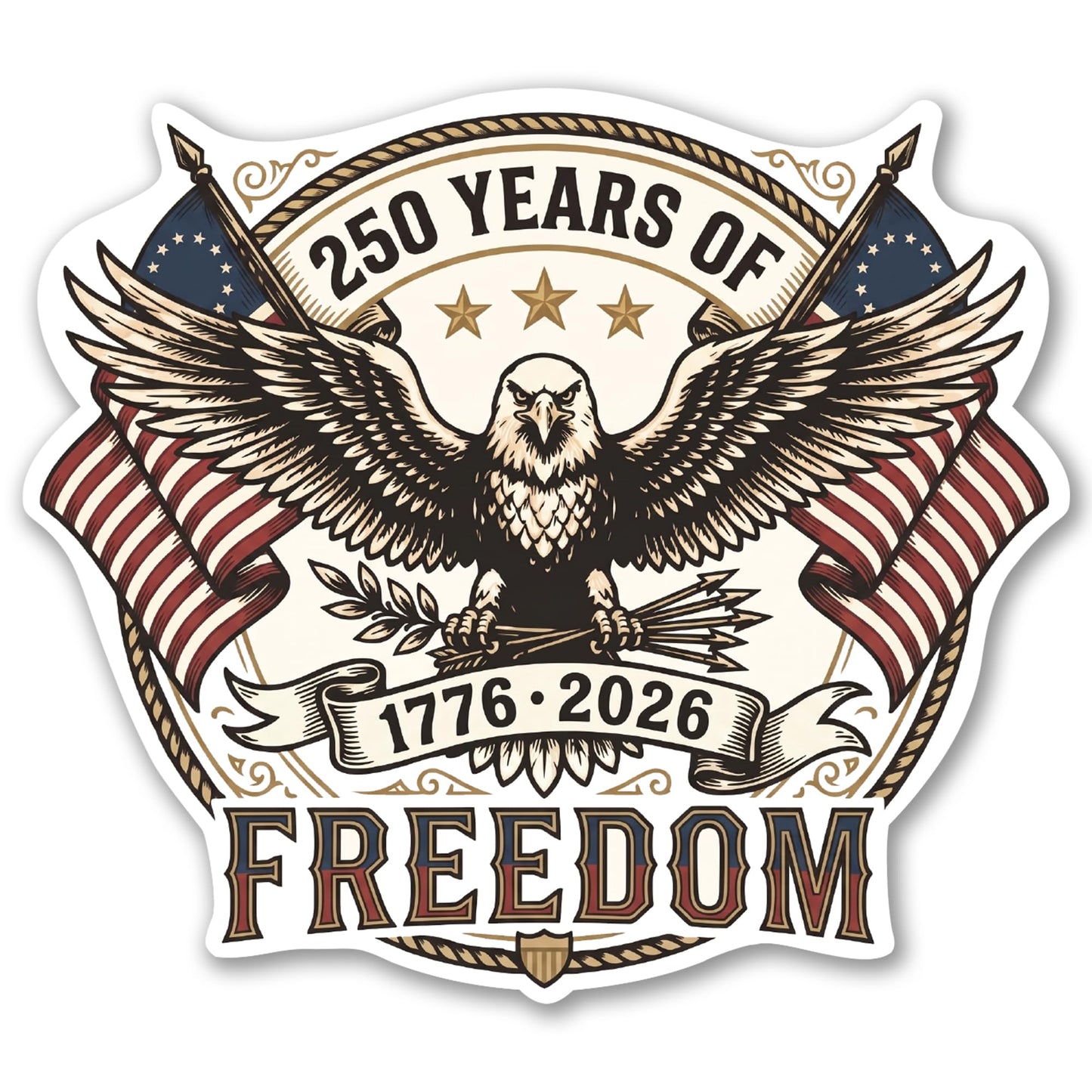 Magnet Me Up 250 Years of Freedom (1776-2026) 5" Patriotic Car Magnet - America 250th Anniversary Accessory, Magnetic Decal for Cars, Trucks and SUVs, UV Printed Vinyl, Crafted in USA